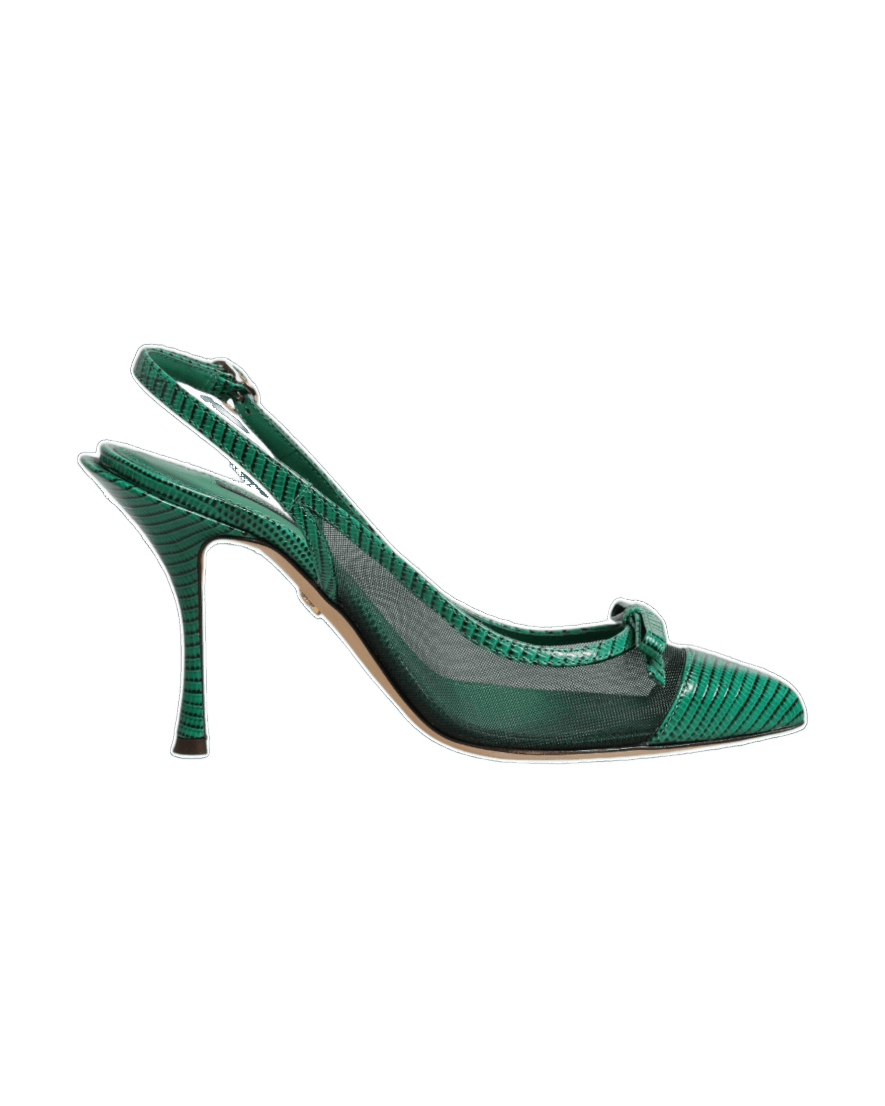 Dolce & Gabbana Green Leather Mesh Heels Slingback Shoes Glam Steals