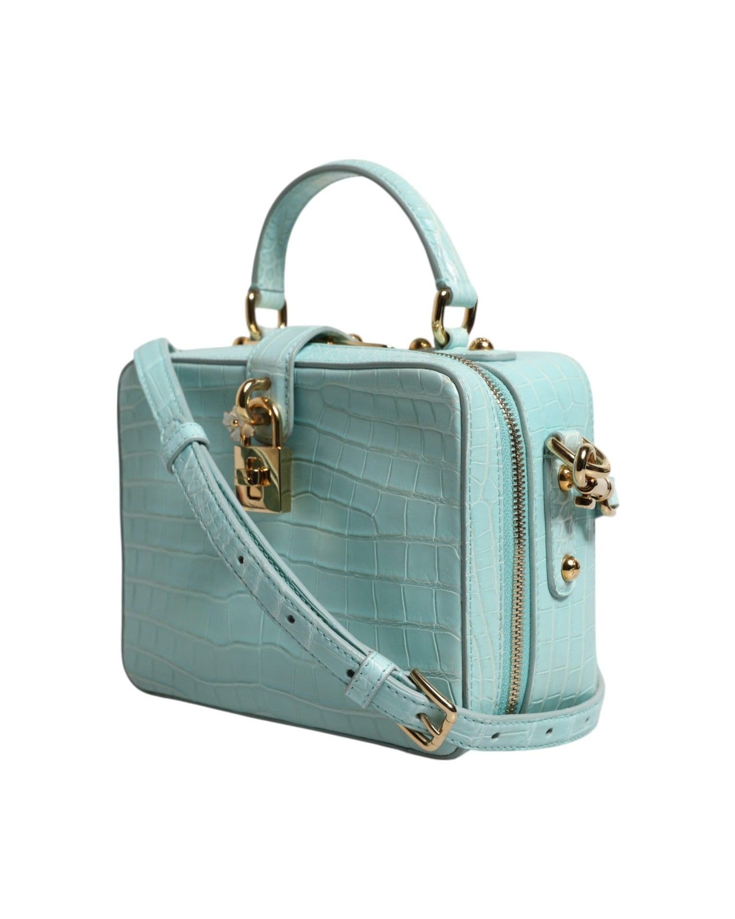 Dolce & Gabbana Green Leather Mint Embossed Padlock Shoulder Bag Glam Steals