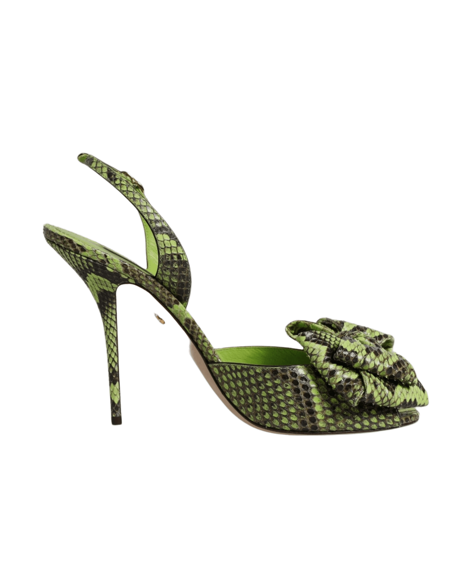 Dolce & Gabbana Green Leather Python Heels Sandals Shoes Glam Steals