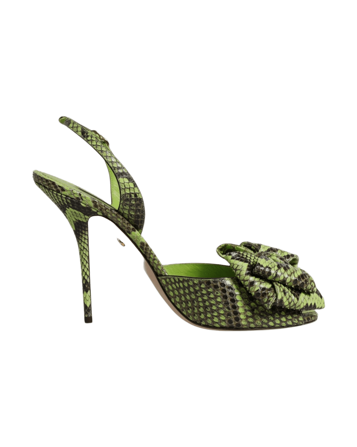 Dolce & Gabbana Green Leather Python Heels Sandals Shoes Glam Steals