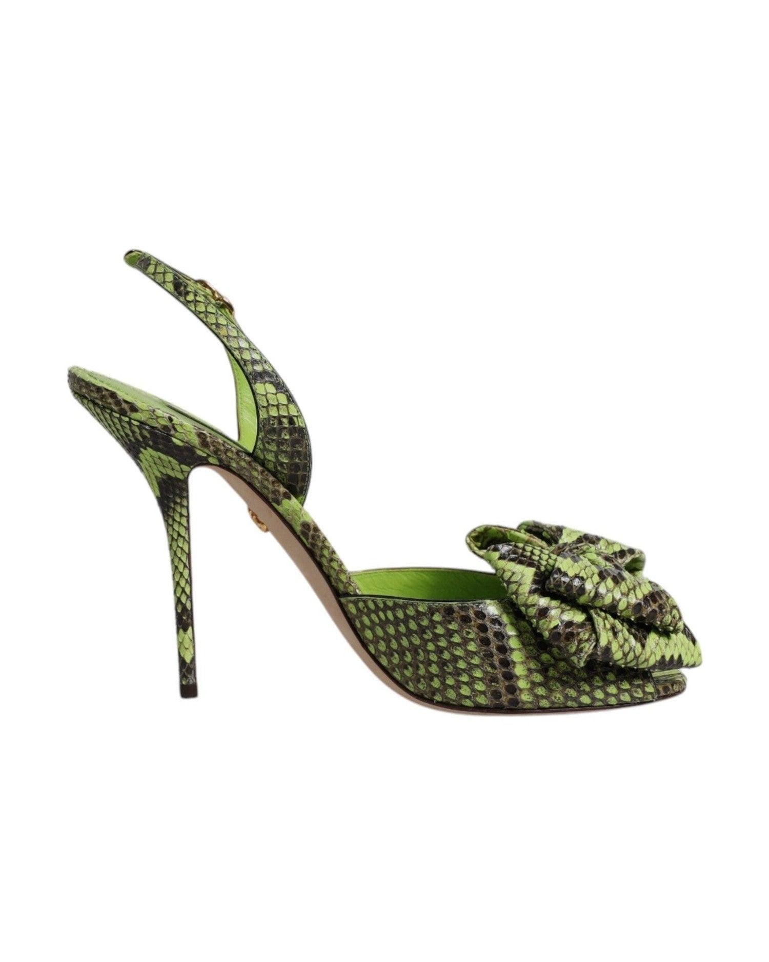 Dolce & Gabbana Green Leather Python Heels Sandals Shoes Glam Steals