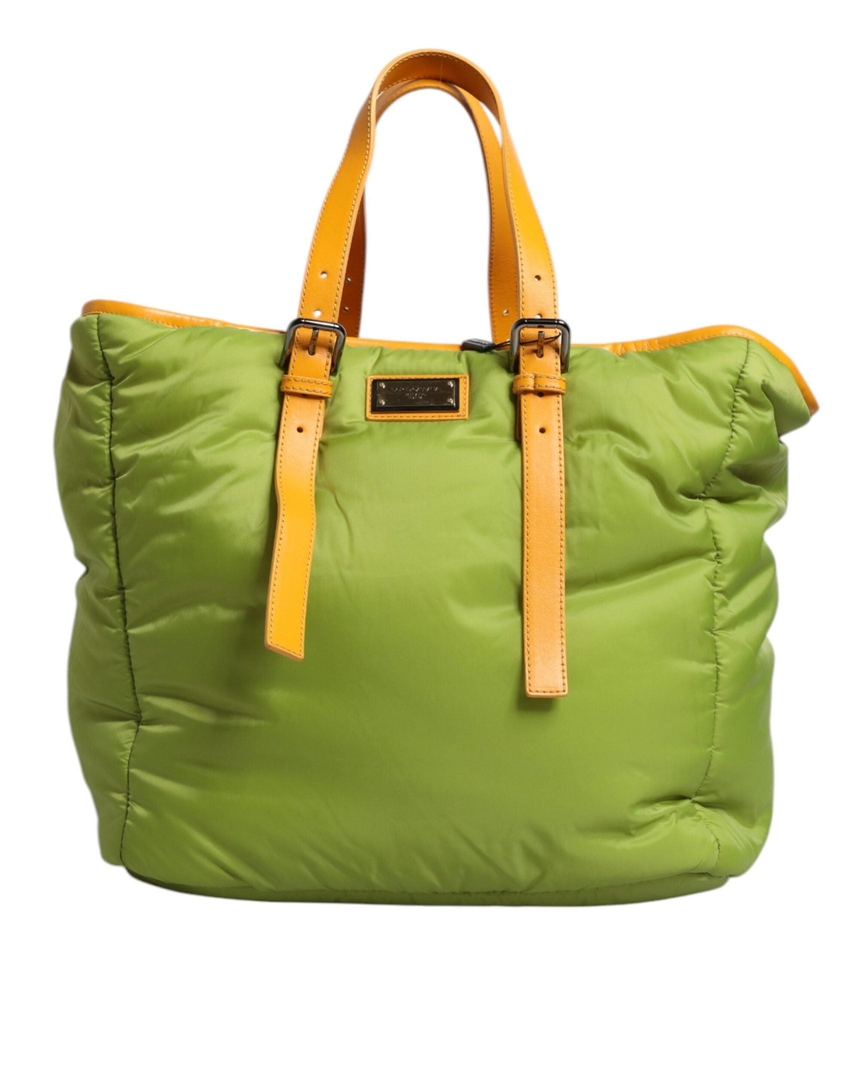 Dolce & Gabbana Green Nylon Padded Logo Plaque Tote Crossbody Bag Cross Body Bags