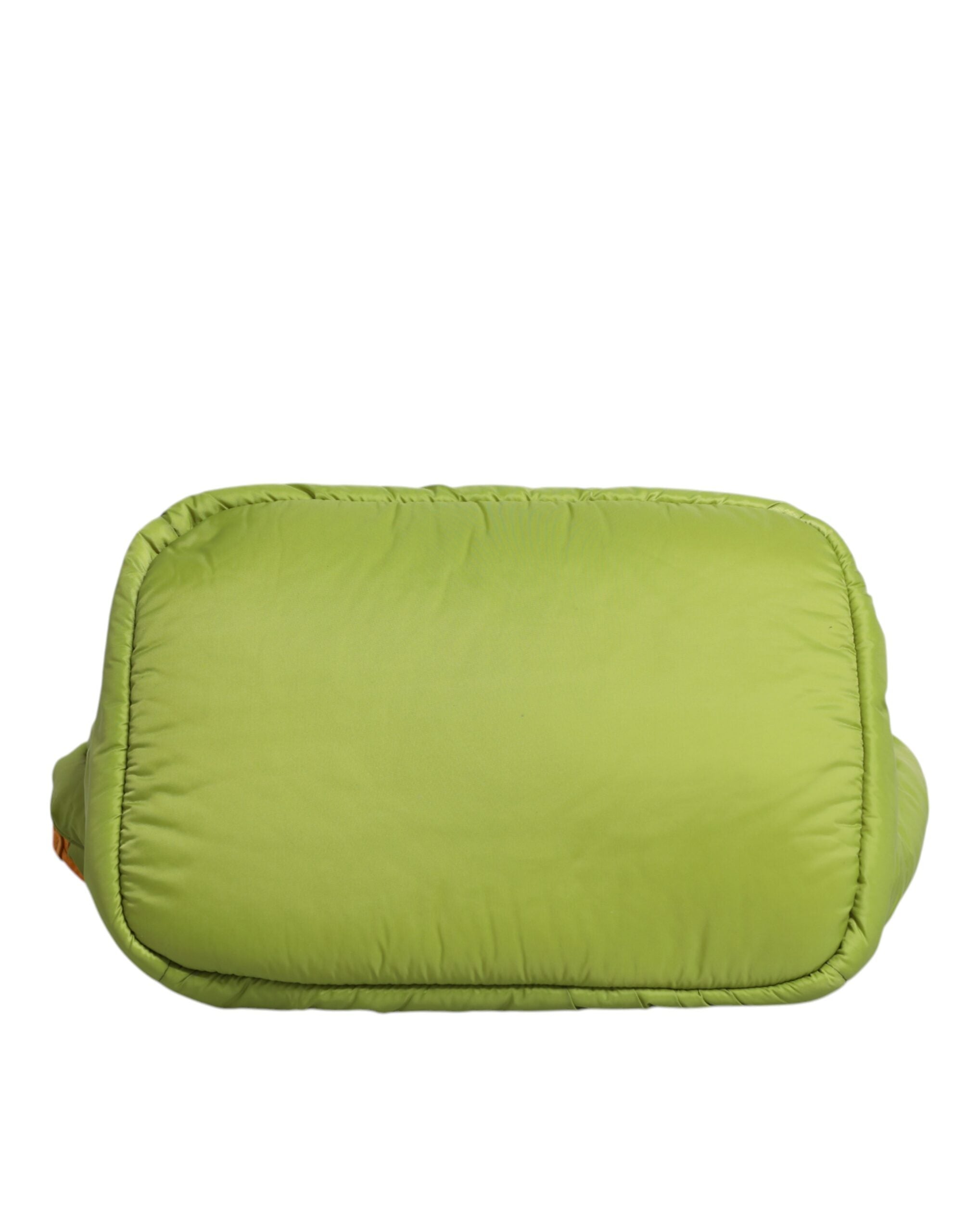 Dolce & Gabbana Green Nylon Padded Logo Plaque Tote Crossbody Bag Glam Steals