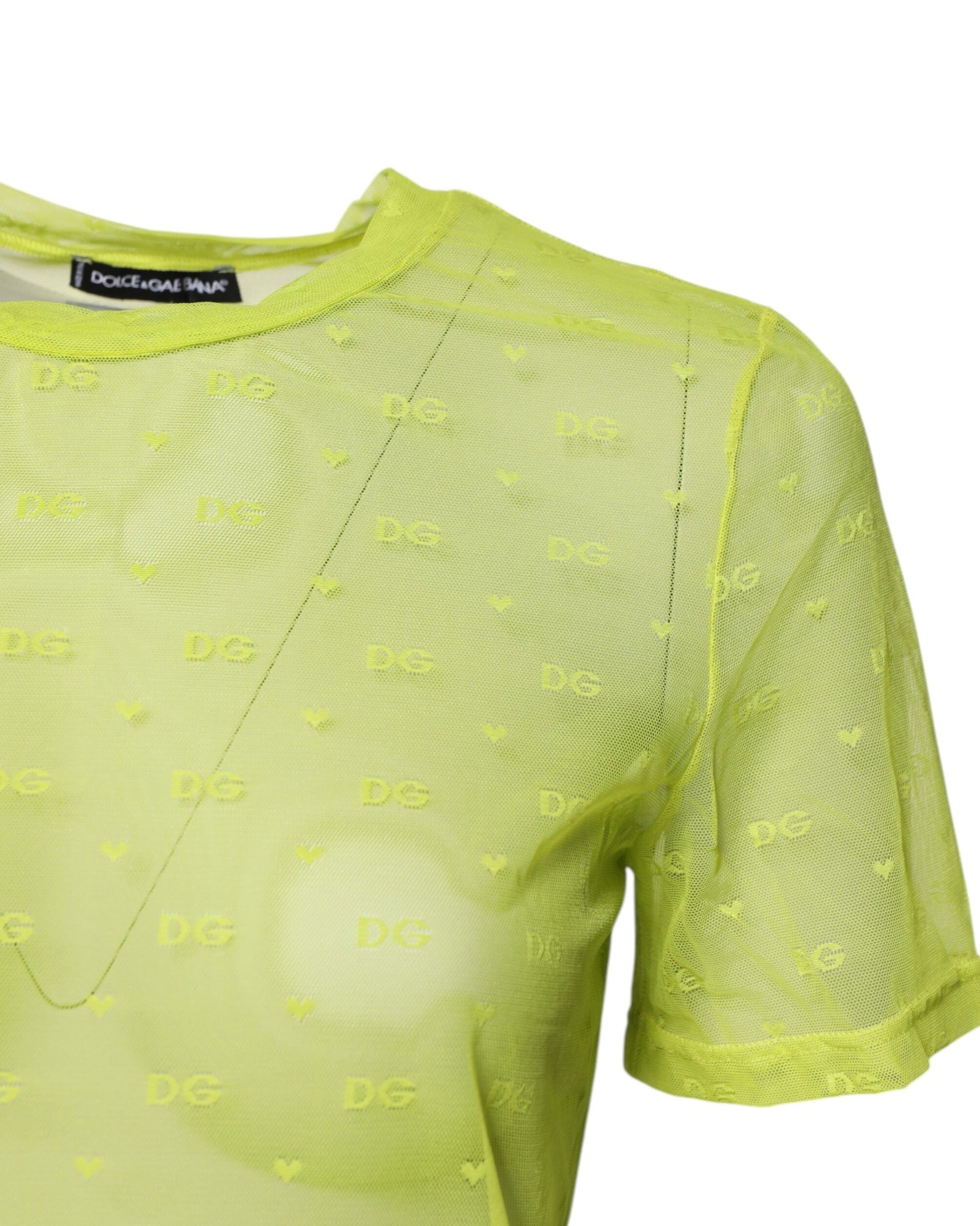 Dolce & Gabbana Green Nylon See Through Short Sleeves Top Glam Steals