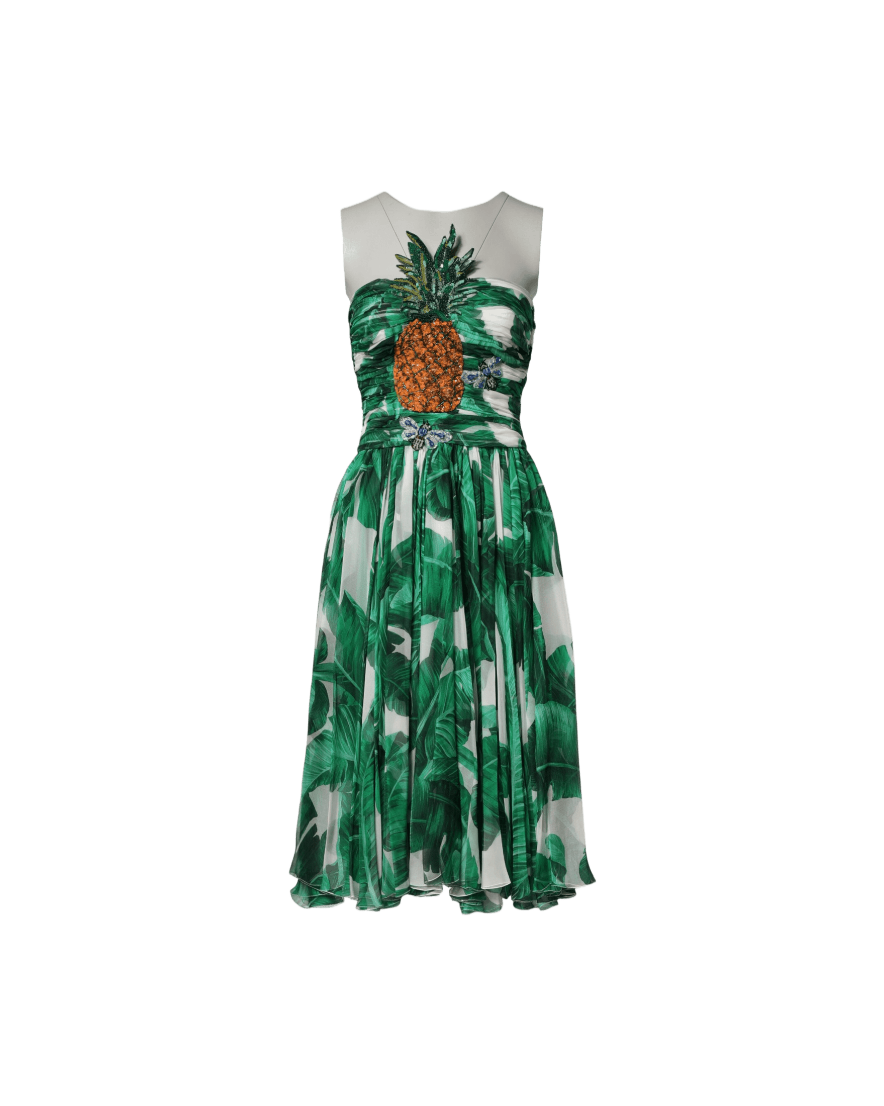 Dolce & Gabbana Green Pineapple Embellished Bananaleaf Dress Glam Steals