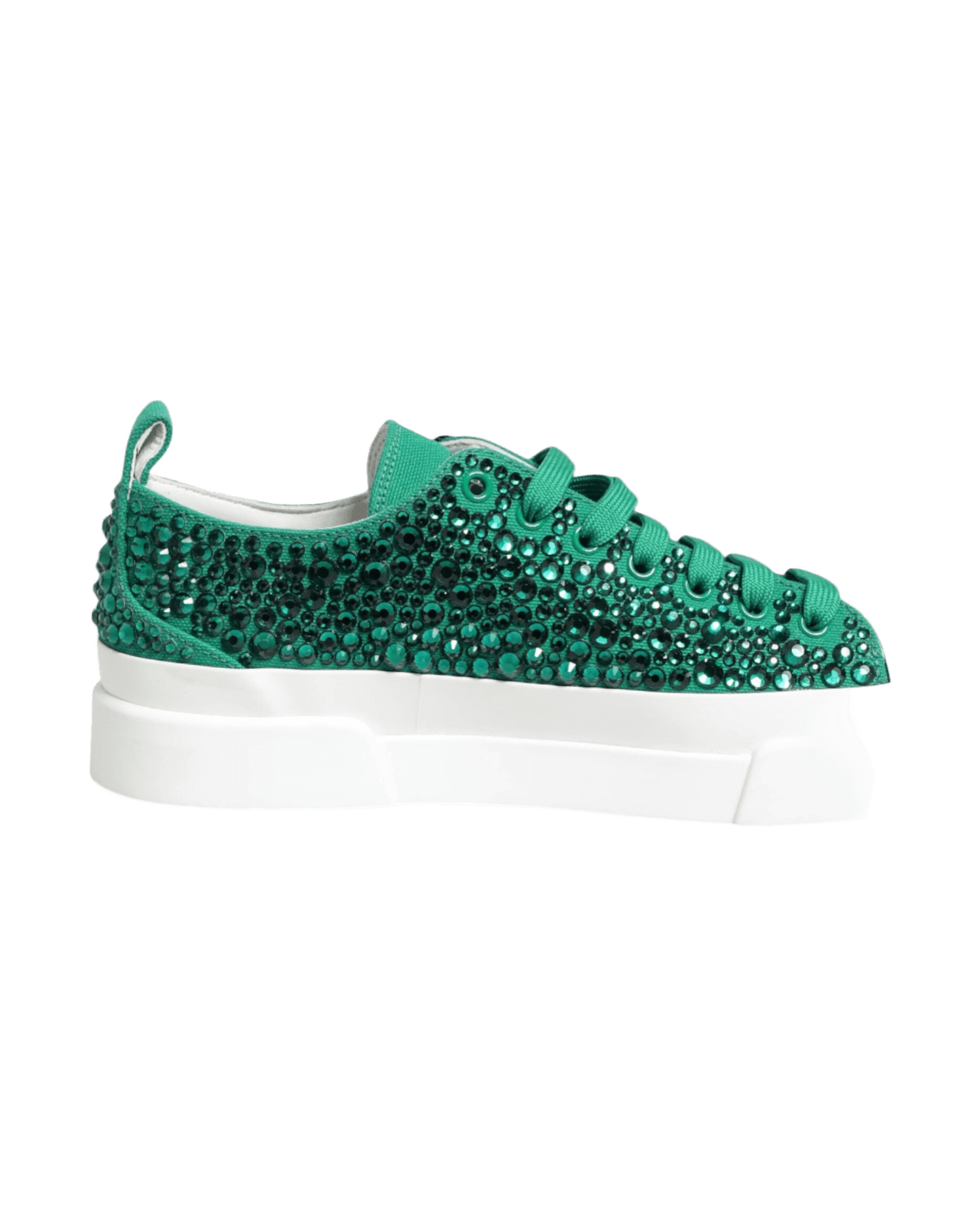 Dolce & Gabbana Green Portofino Crystal Dg Logo Sneakers Shoes Sneakers