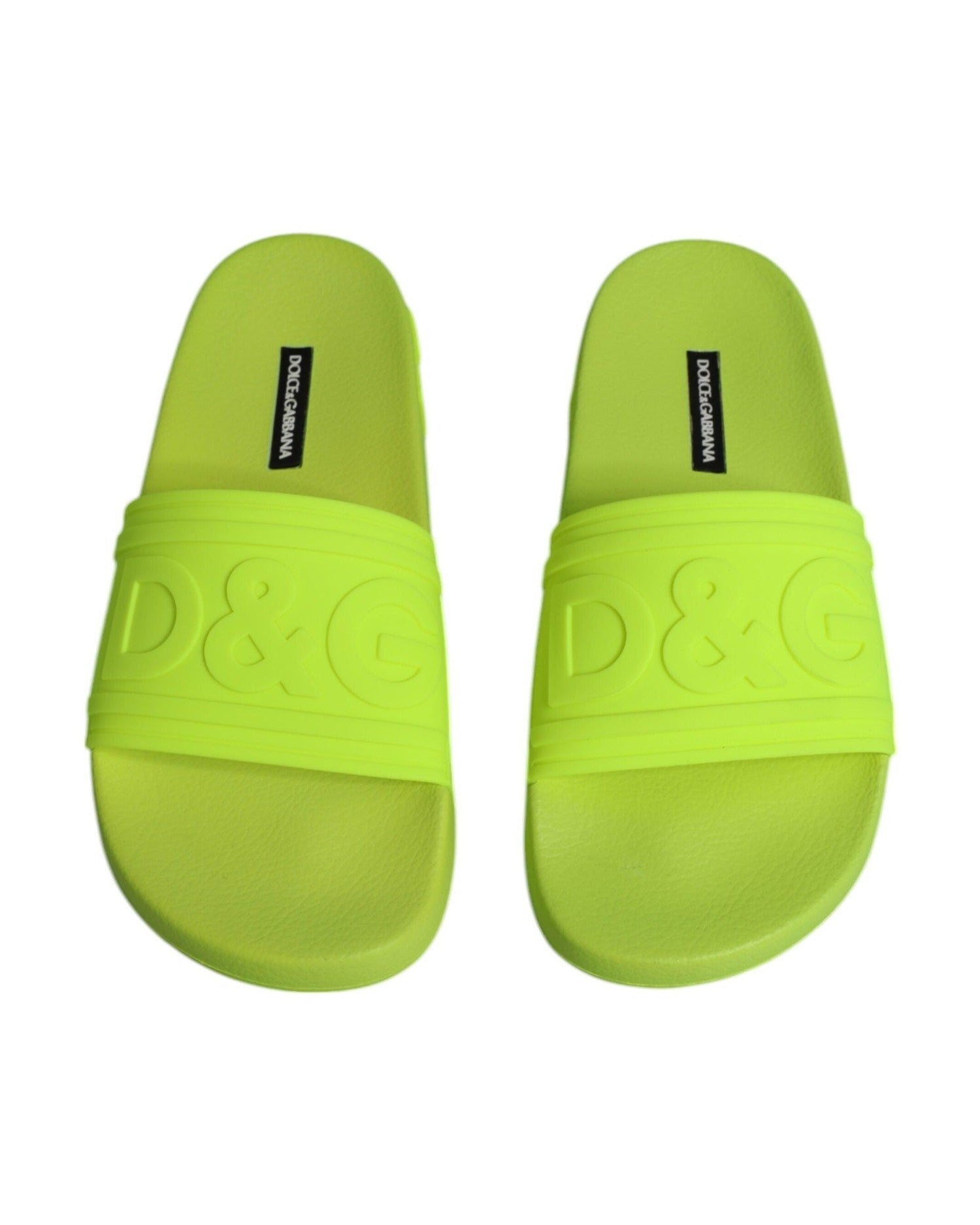 Dolce & Gabbana Green Rubber Slides Sandals Beachwear Shoes Flats