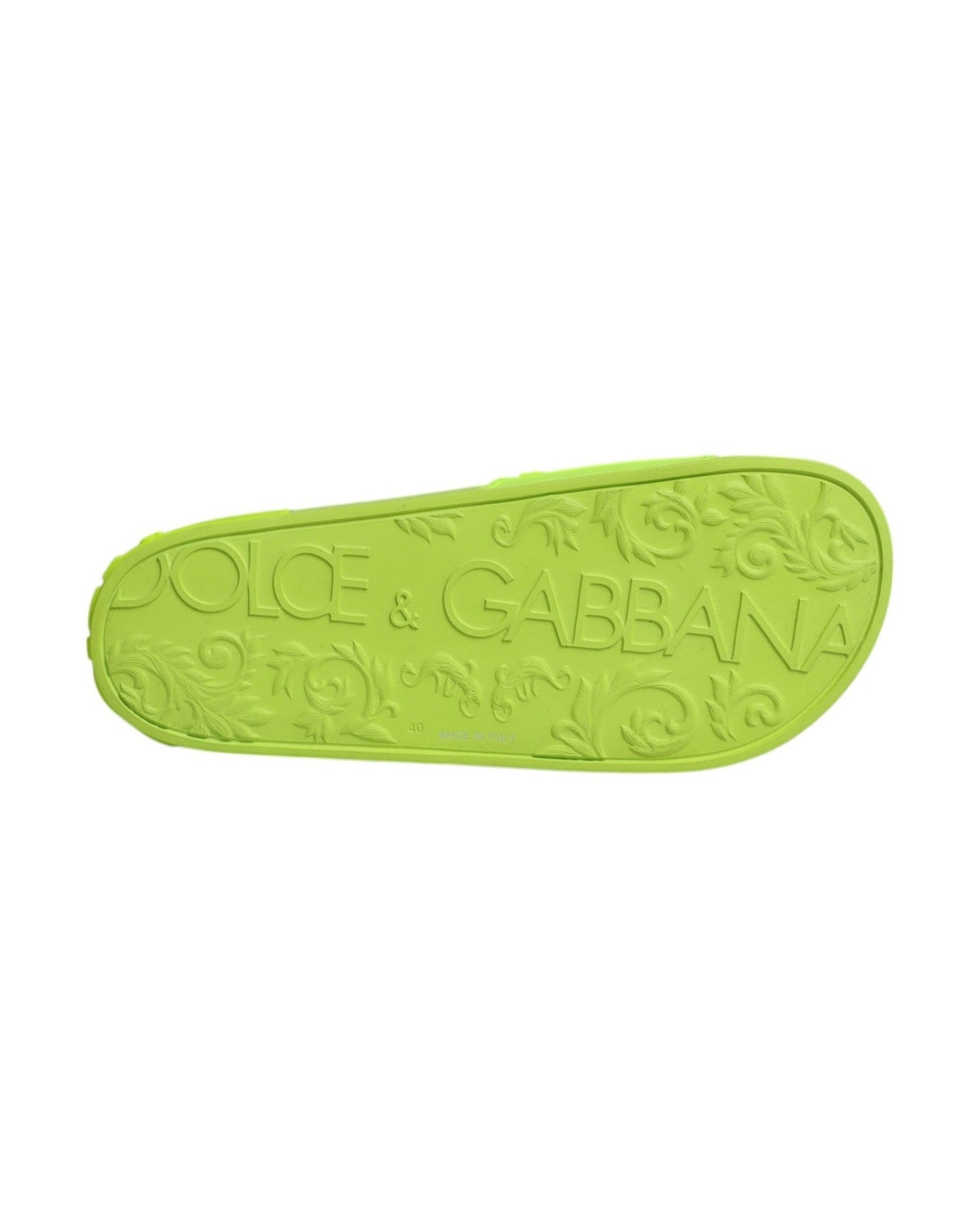 Dolce & Gabbana Green Rubber Slides Sandals Beachwear Shoes Flats