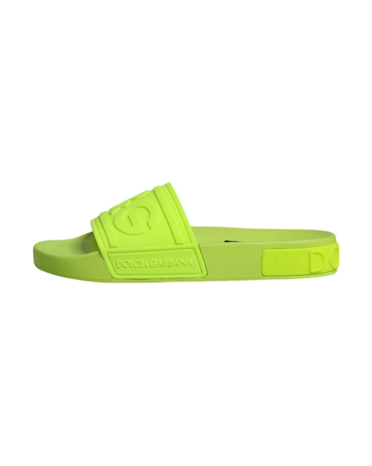 Dolce & Gabbana Green Rubber Slides Sandals Beachwear Shoes Flats