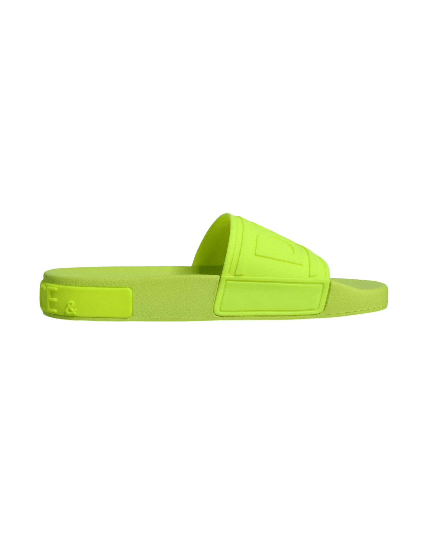 Dolce & Gabbana Green Rubber Slides Sandals Beachwear Shoes Flats