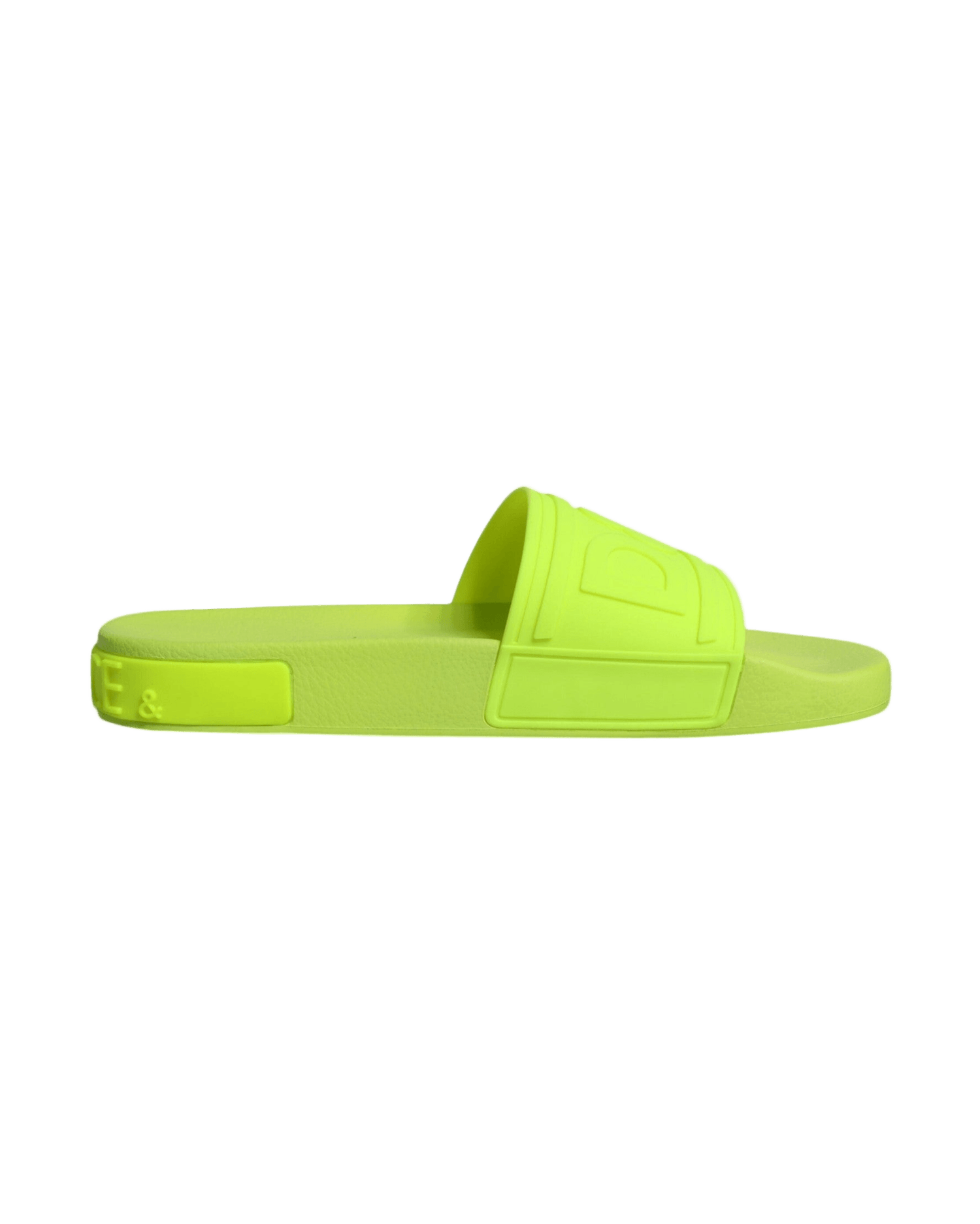 Dolce & Gabbana Green Rubber Slides Sandals Beachwear Shoes Flats