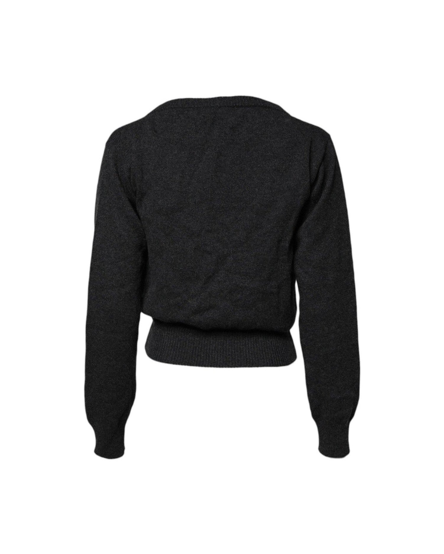 Dolce & Gabbana Grey Cashmere Deep V Neck Pullover Sweater Glam Steals