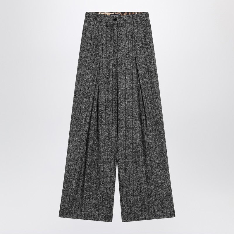 Dolce & Gabbana Grey Wide Dark Striped Trouser Glam Steals