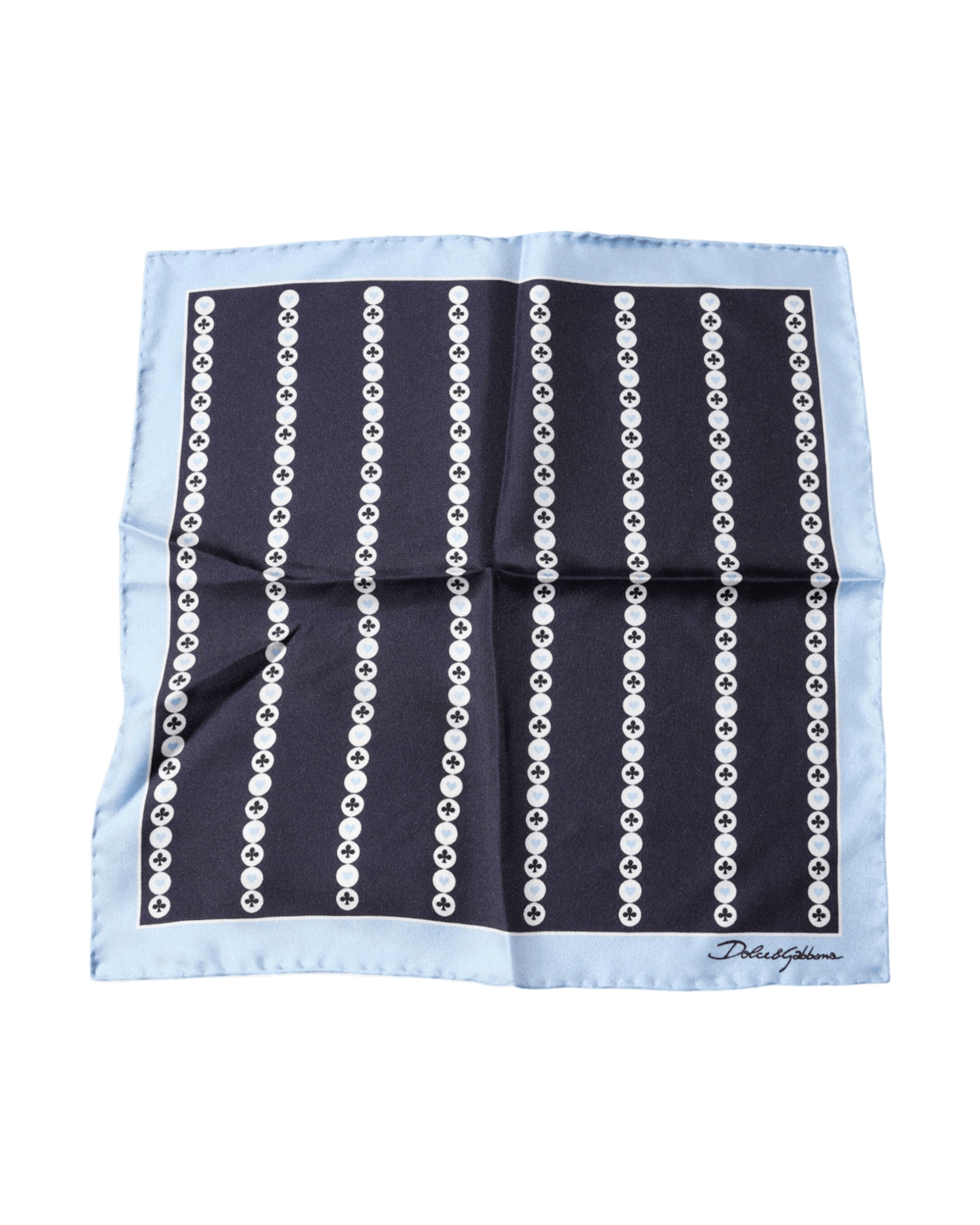 Dolce & Gabbana Heart Spade Silk Handkerchief Blue Scarf Glam Steals