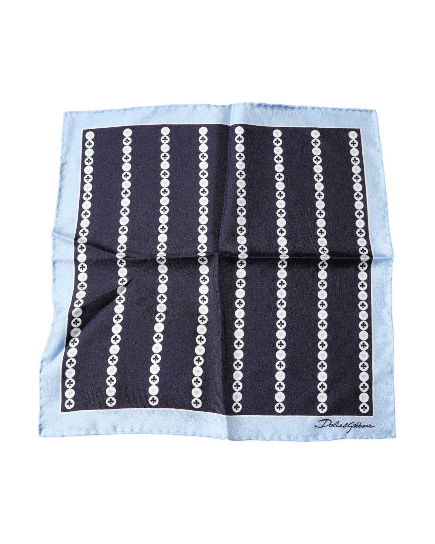 Dolce & Gabbana Heart Spade Silk Handkerchief Blue Scarf Glam Steals