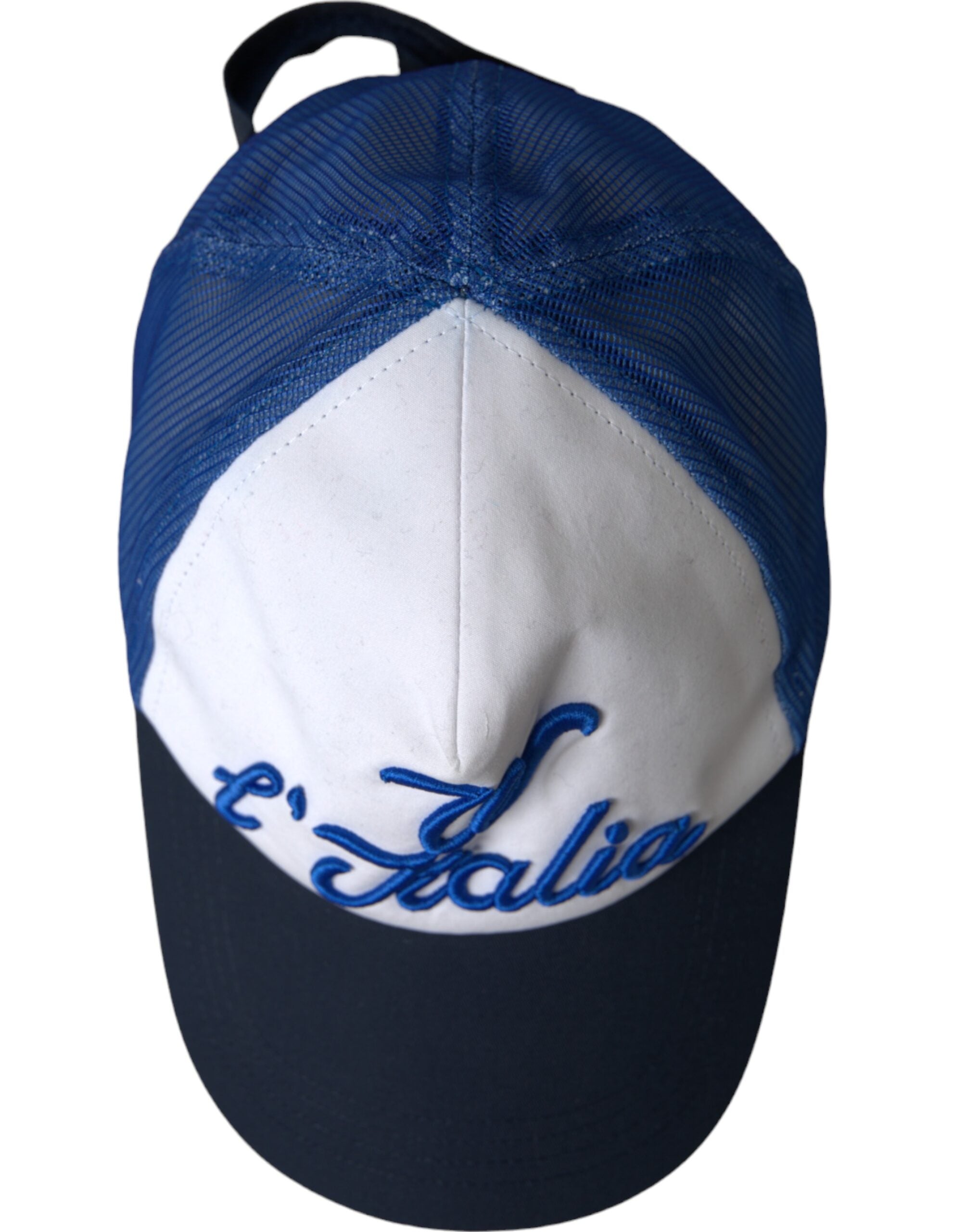 Dolce & Gabbana Italia Mesh Baseball Blue White Black Hat Glam Steals