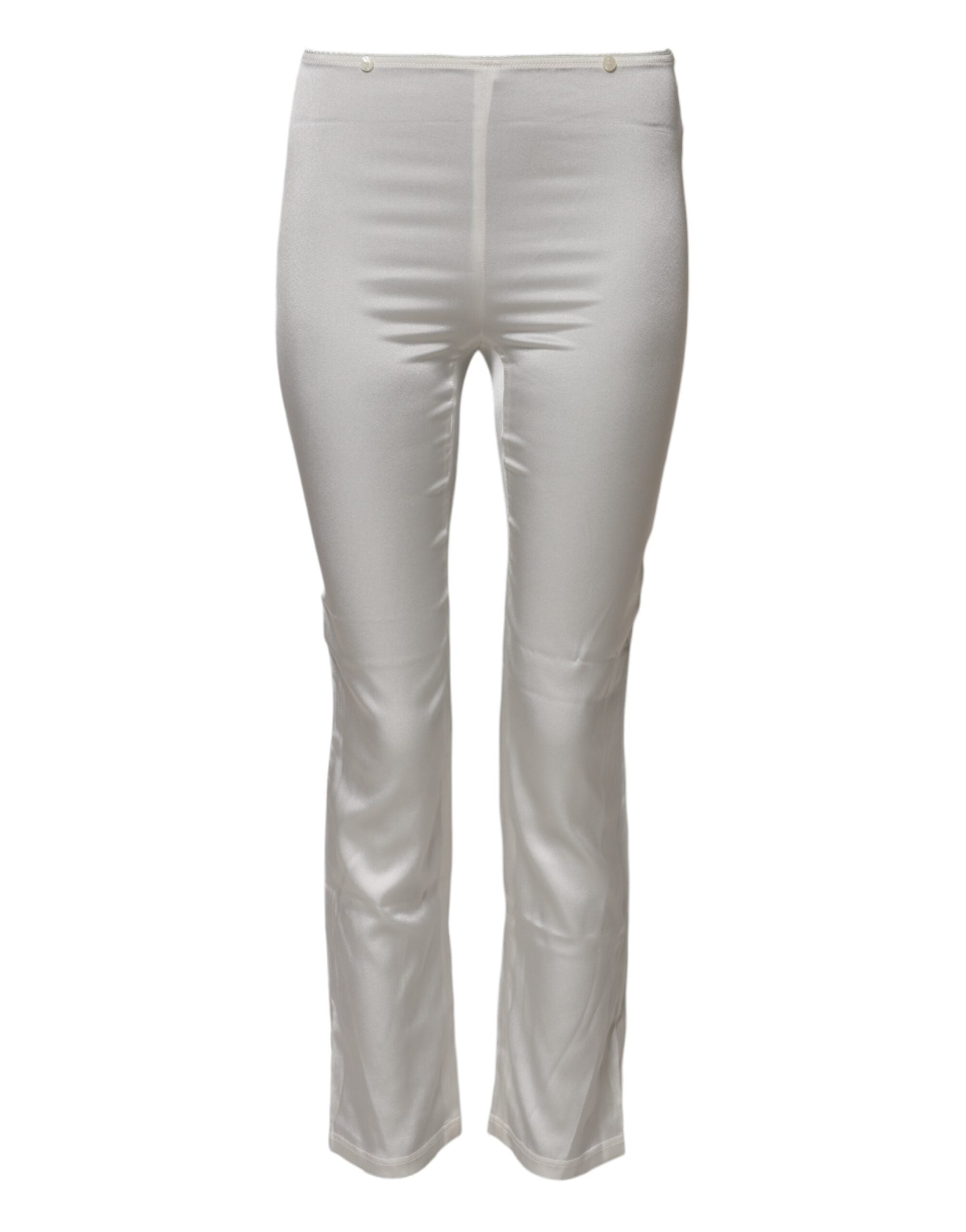 Dolce & Gabbana Ivory Silk Tapered High Waist Pant Glam Steals