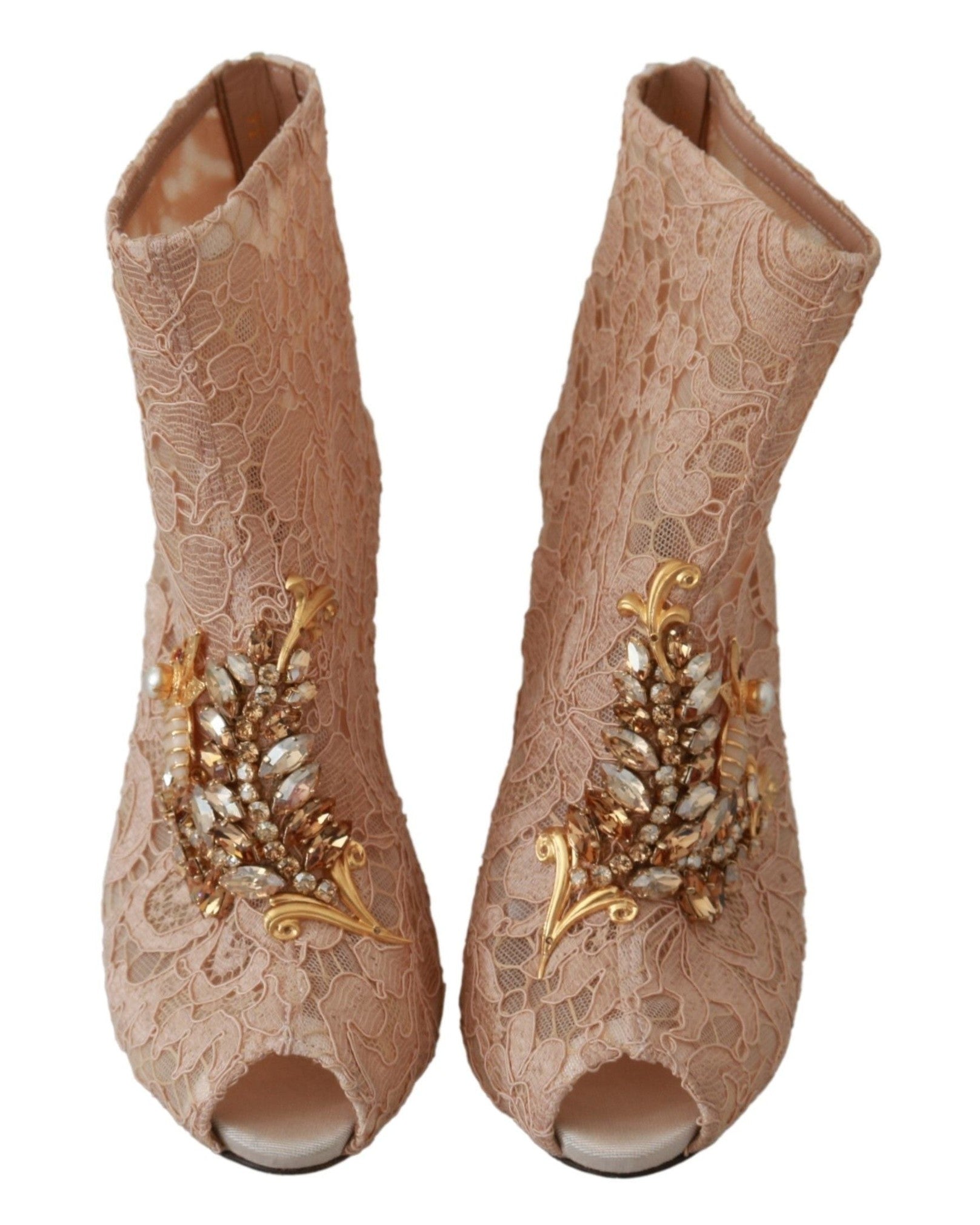 Dolce & Gabbana Lace Crystal Booties Stilettos Shoes Boots