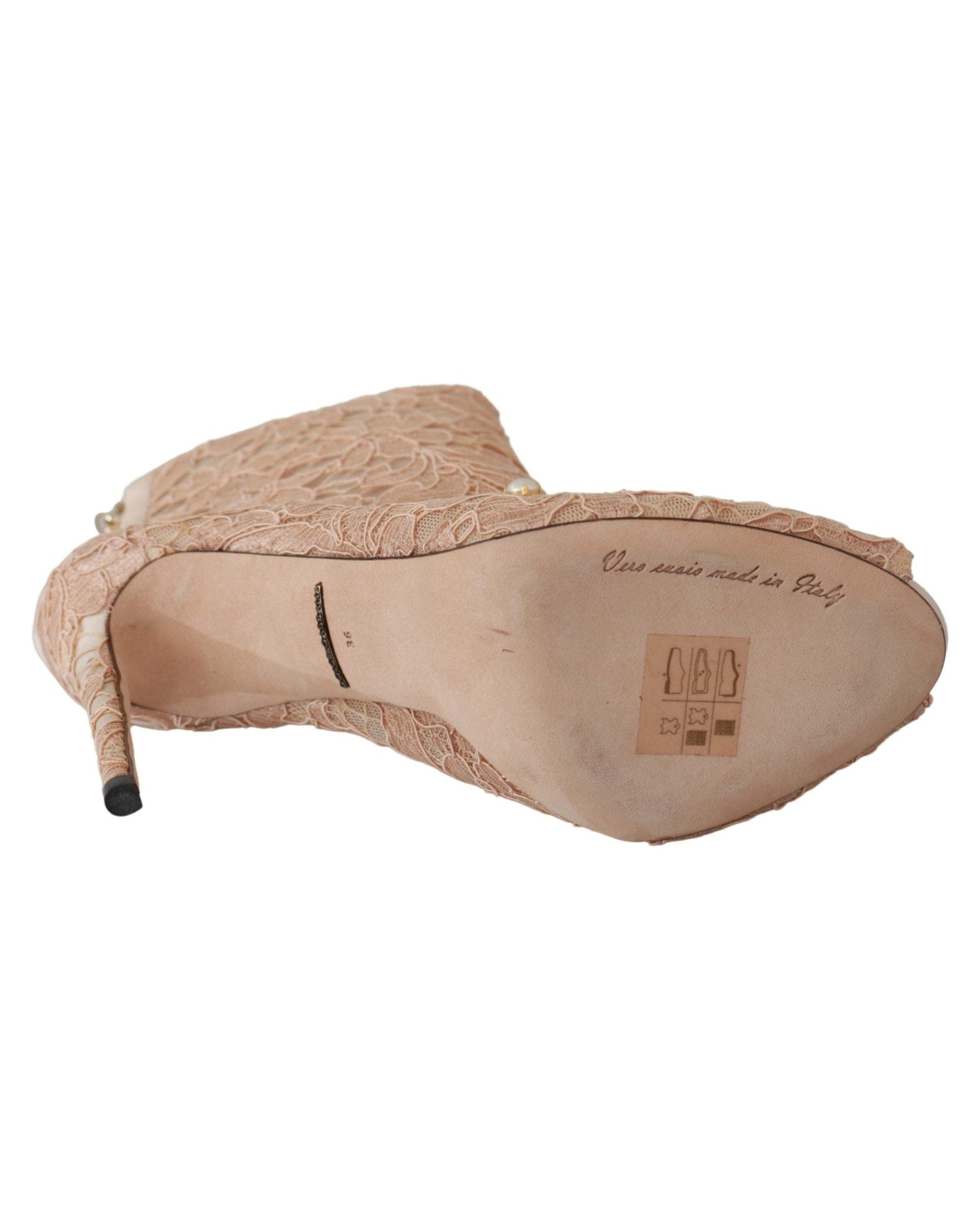 Dolce & Gabbana Lace Crystal Booties Stilettos Shoes Boots