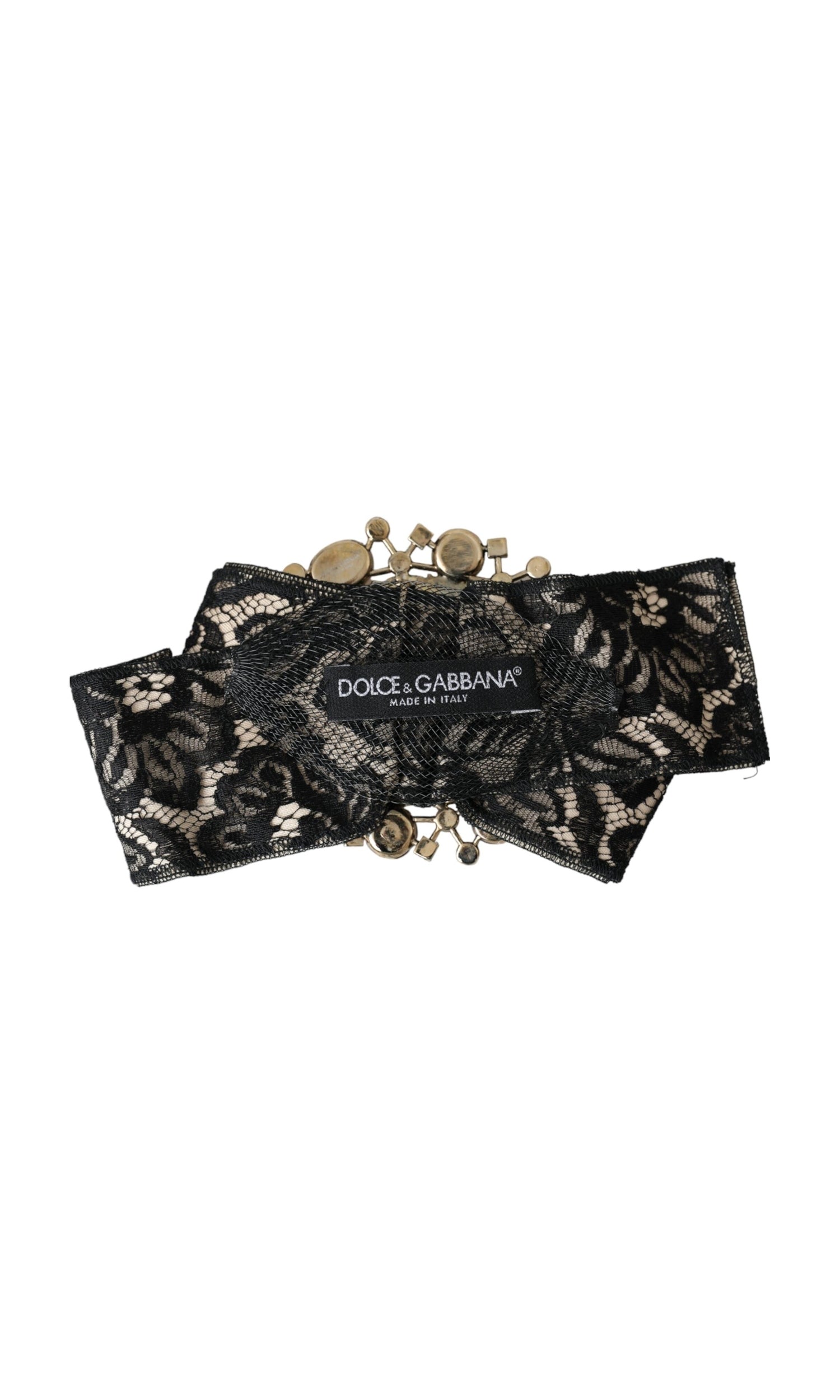 Dolce & Gabbana Lace Crystal Handmade Brooch Hair Black Pin Glam Steals