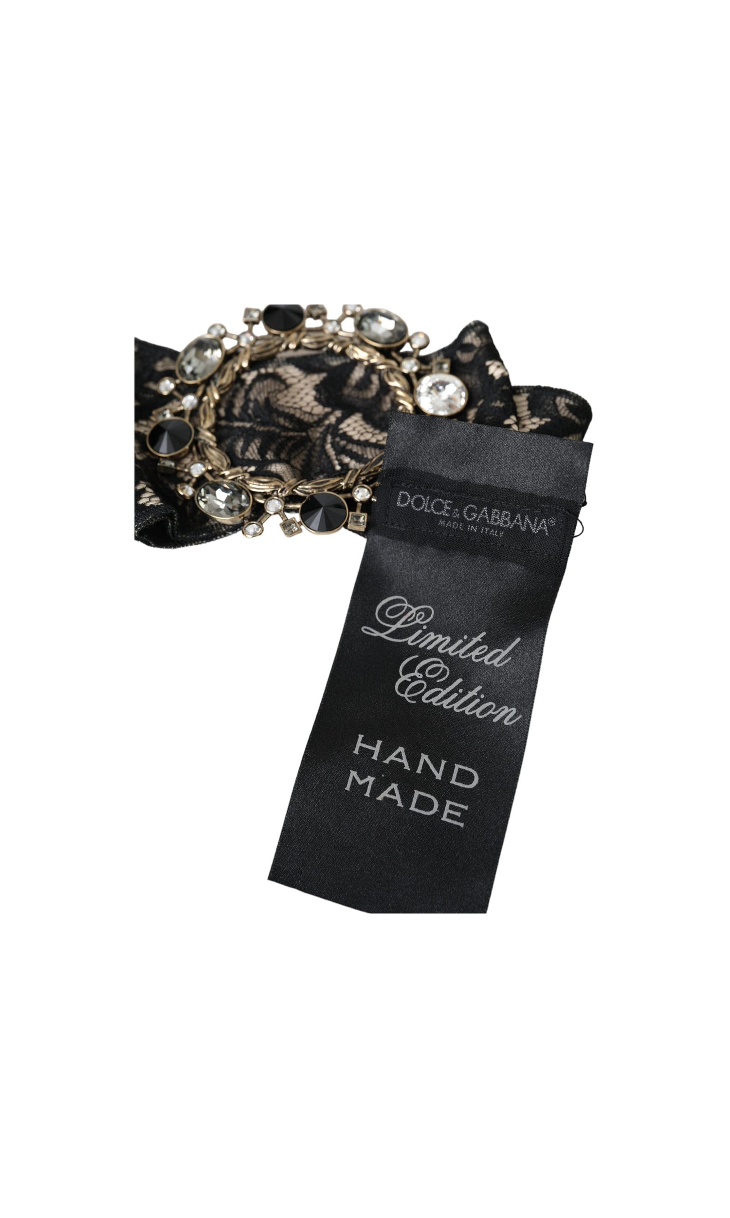 Dolce & Gabbana Lace Crystal Handmade Brooch Hair Black Pin Glam Steals