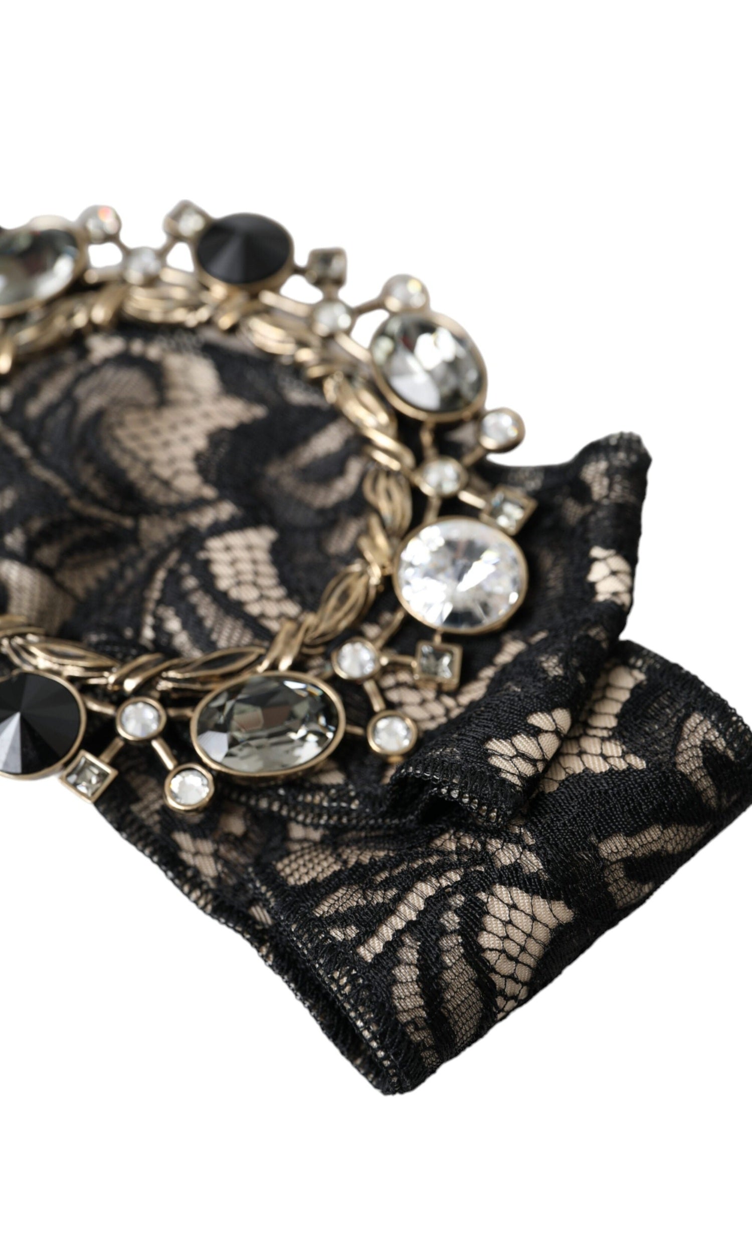 Dolce & Gabbana Lace Crystal Handmade Brooch Hair Black Pin Glam Steals