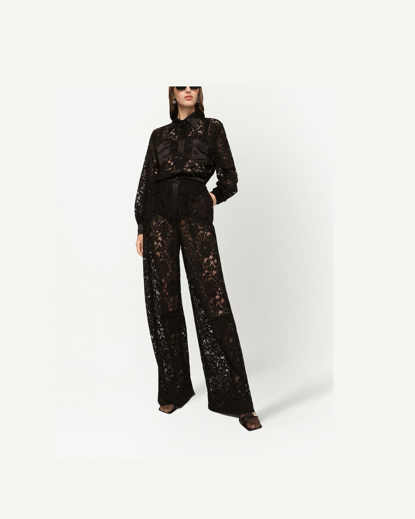 Dolce & Gabbana Lace Trim Long Sleeve Jumpsuit Glam Steals