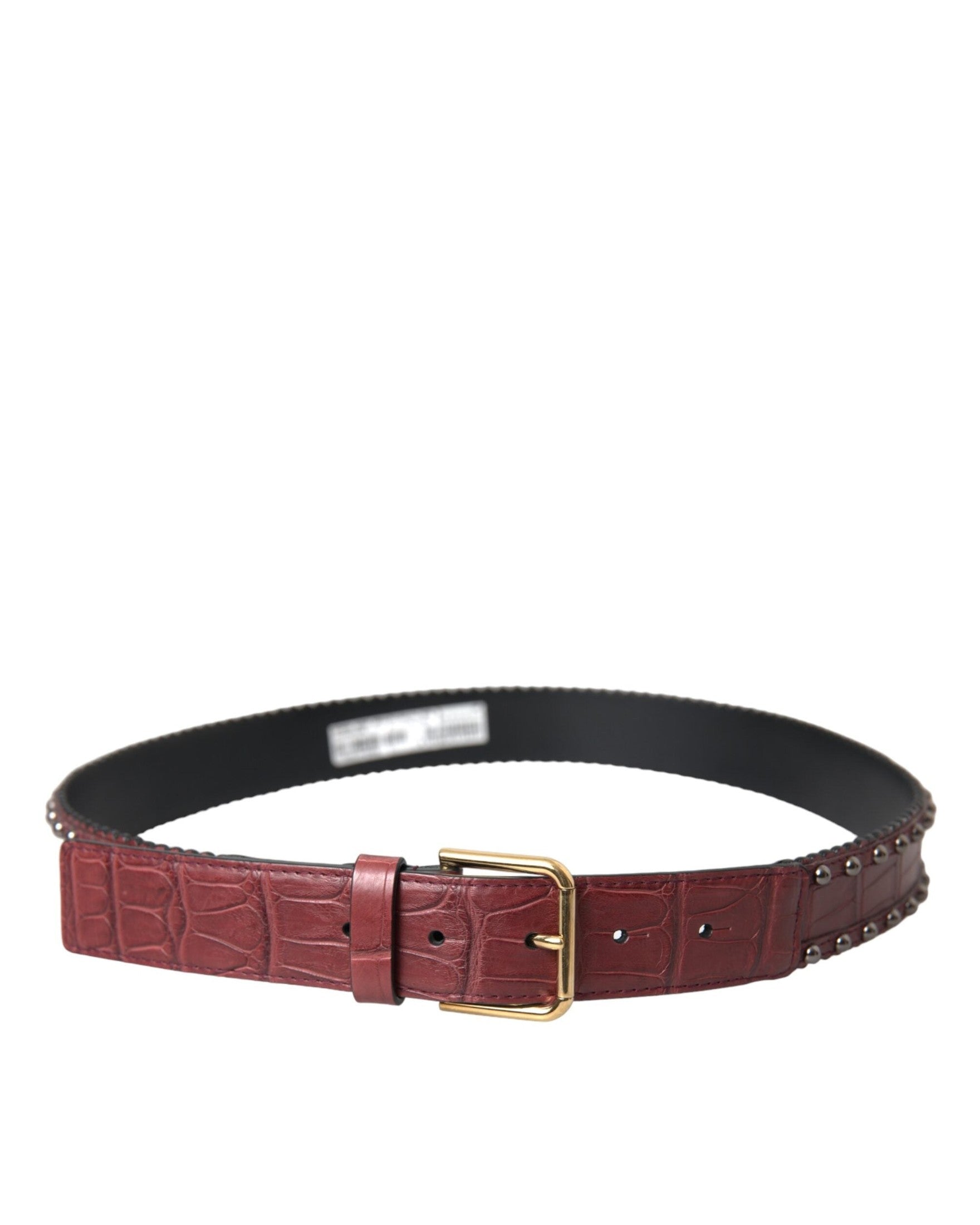 Dolce & Gabbana Leather Alligator Studded Metal Buckle Belt Belts