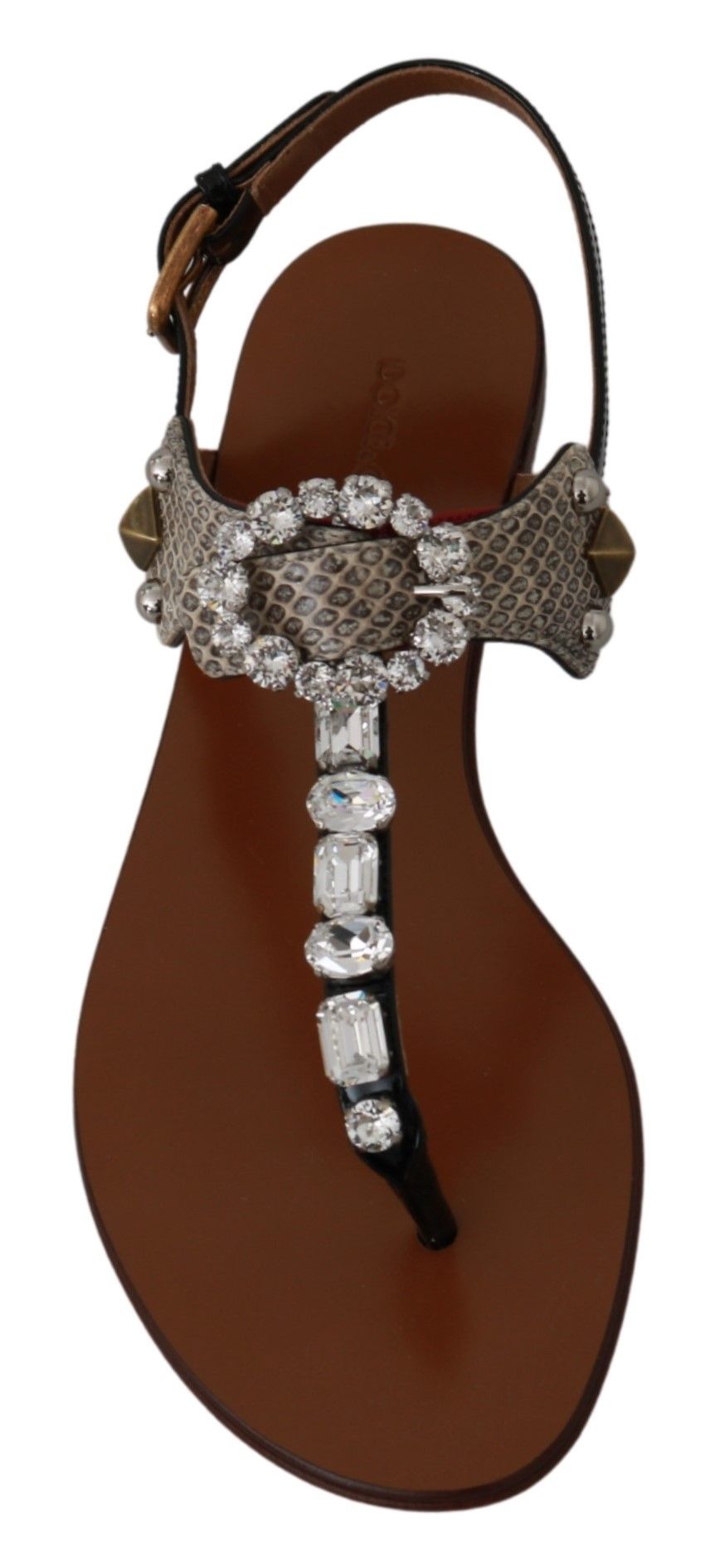 Dolce & Gabbana Leather Ayers Crystal Sandals Flip Flops Shoes Sandals