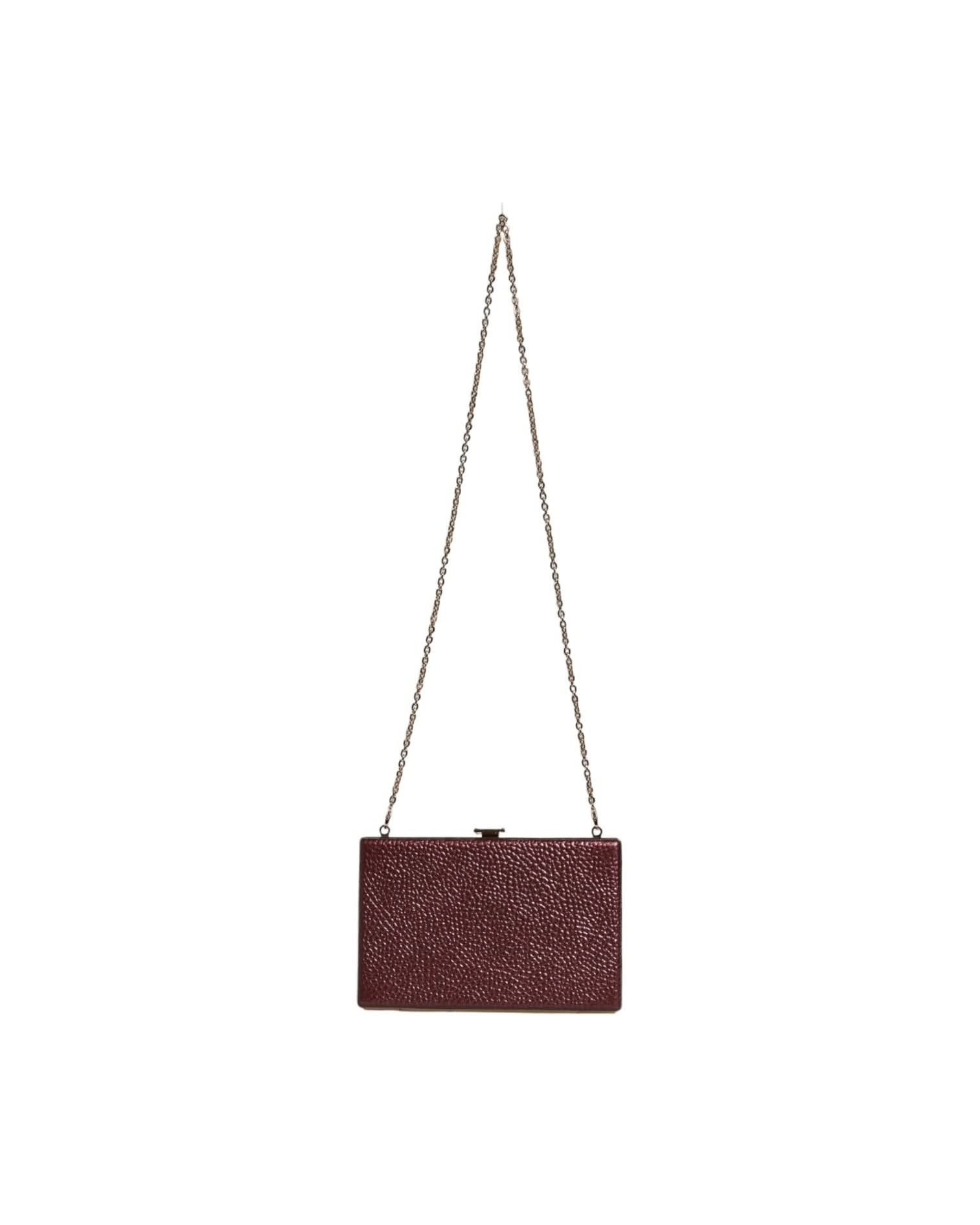 Dolce & Gabbana Leather Clutch Evening Crossbody Maroon Bag Clutch Bags