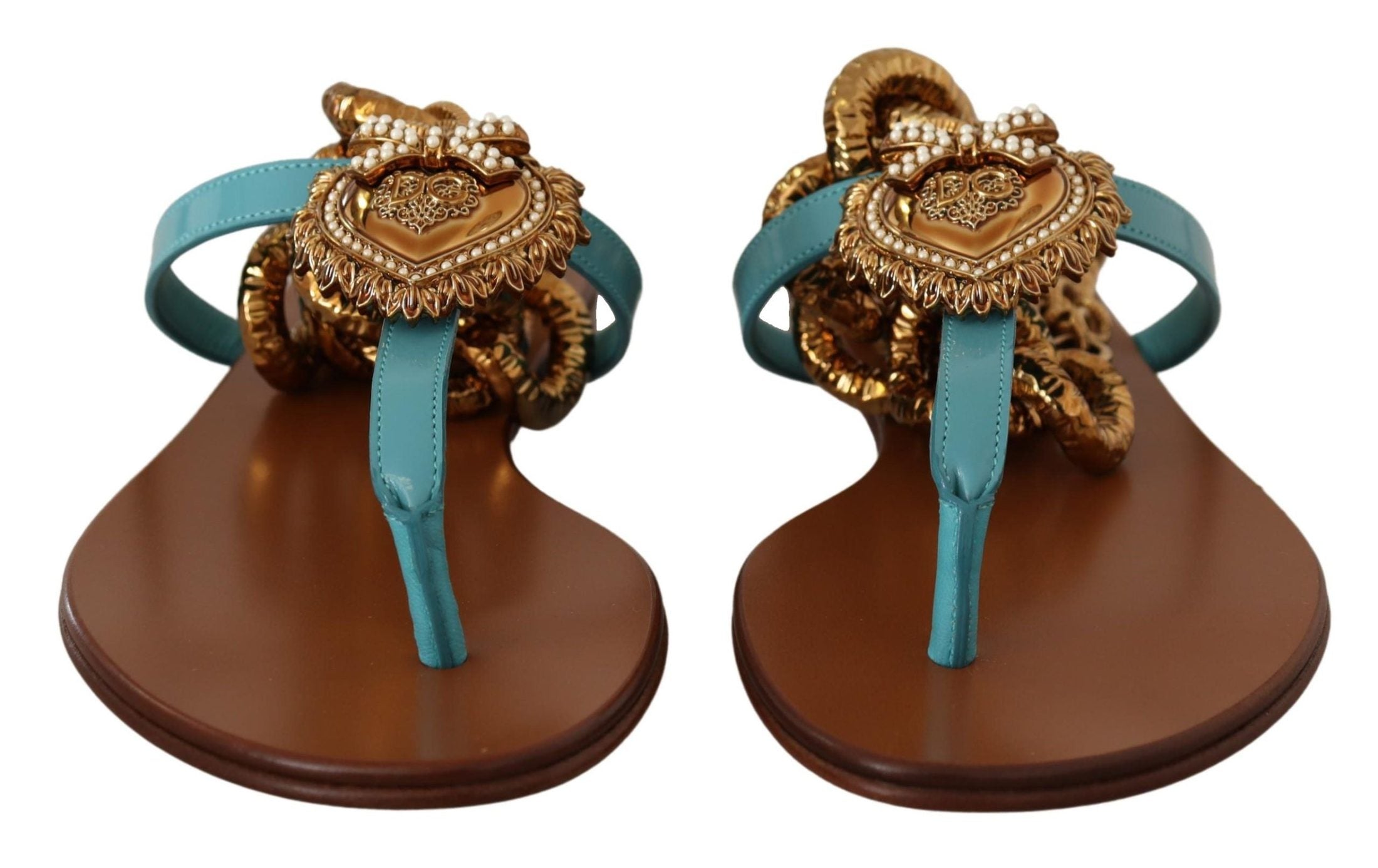 Dolce & Gabbana Leather Devotion Flats Sandals Sandals
