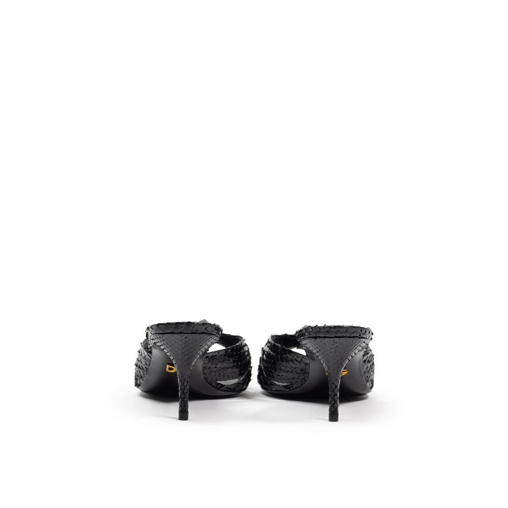 Dolce & Gabbana Leather Di Pitone Black Sandal Glam Steals