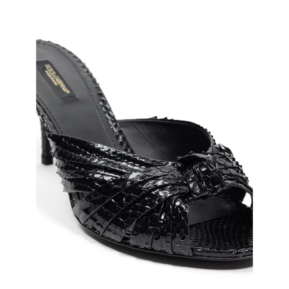 Dolce & Gabbana Leather Di Pitone Black Sandal Glam Steals