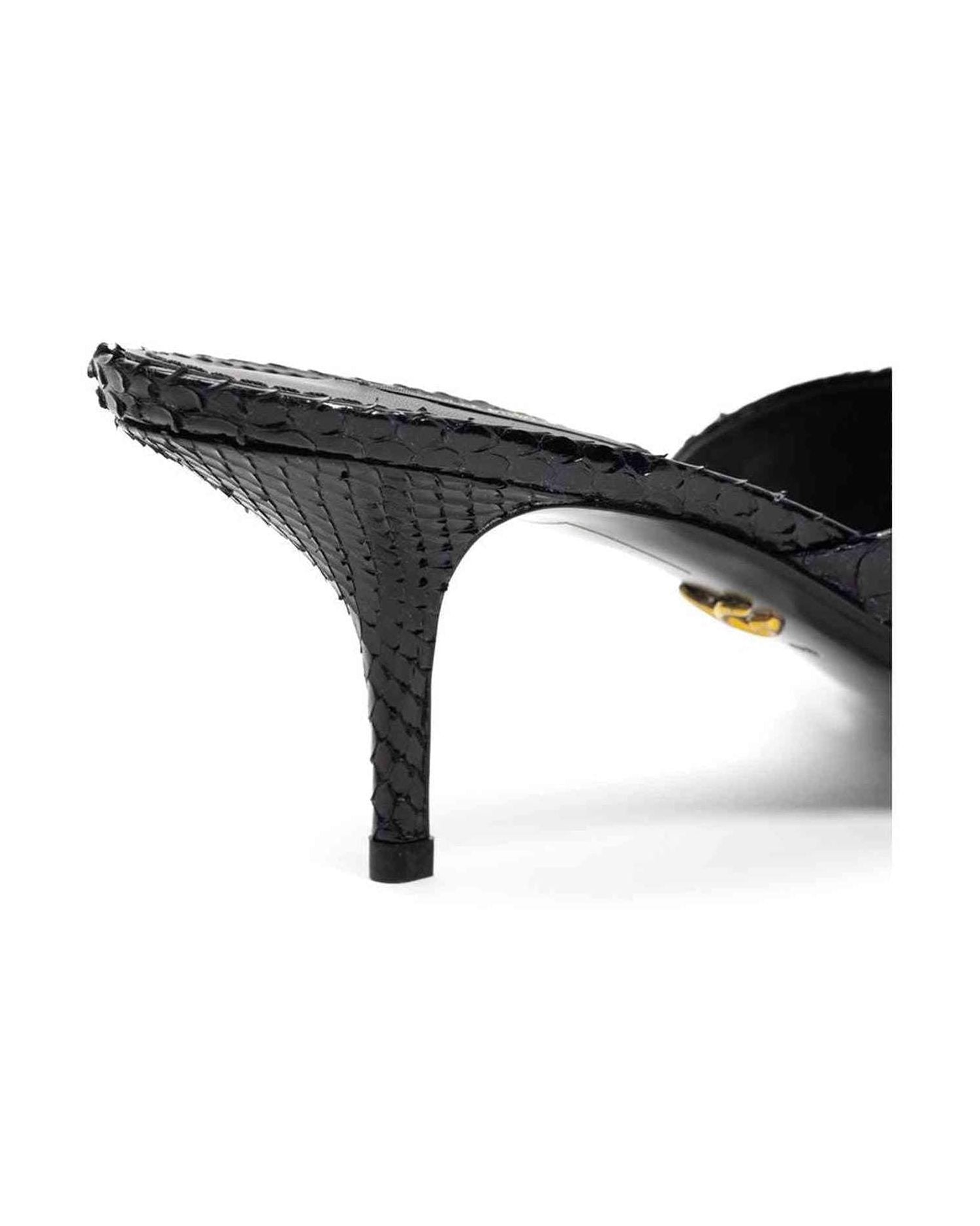 Dolce & Gabbana Leather Di Pitone Black Sandal Glam Steals