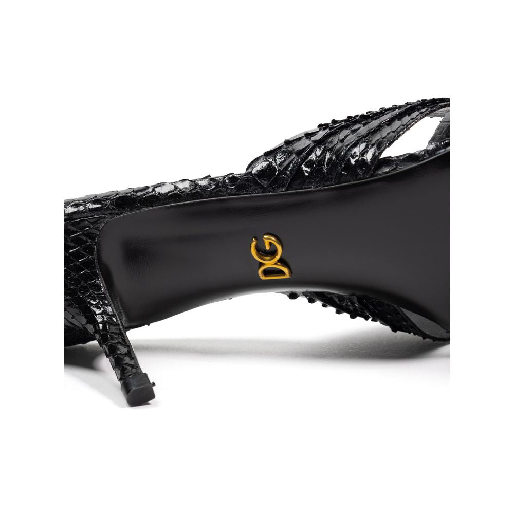Dolce & Gabbana Leather Di Pitone Black Sandal Glam Steals