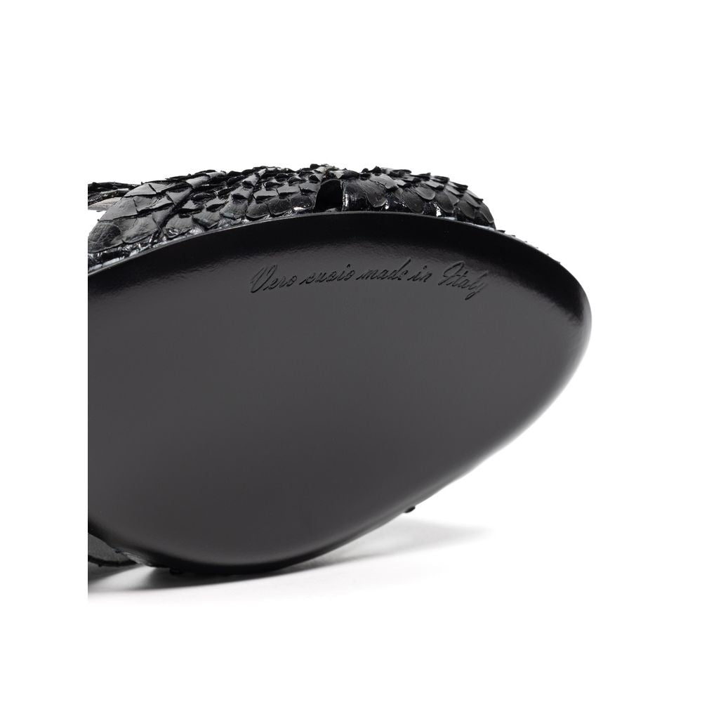 Dolce & Gabbana Leather Di Pitone Black Sandal Glam Steals