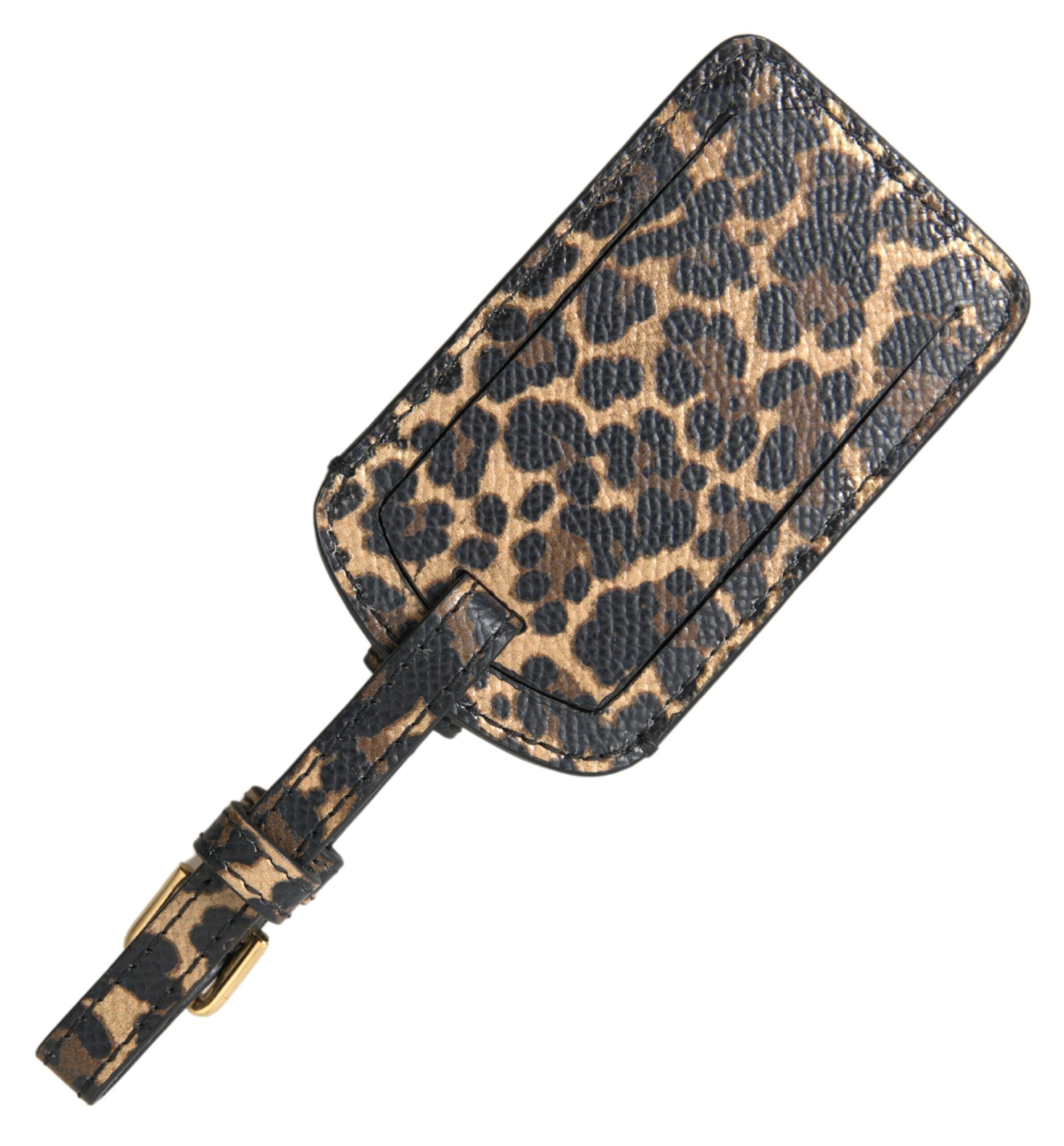 Dolce & Gabbana Leather Elegant Leopard Luggage Tag Glam Steals