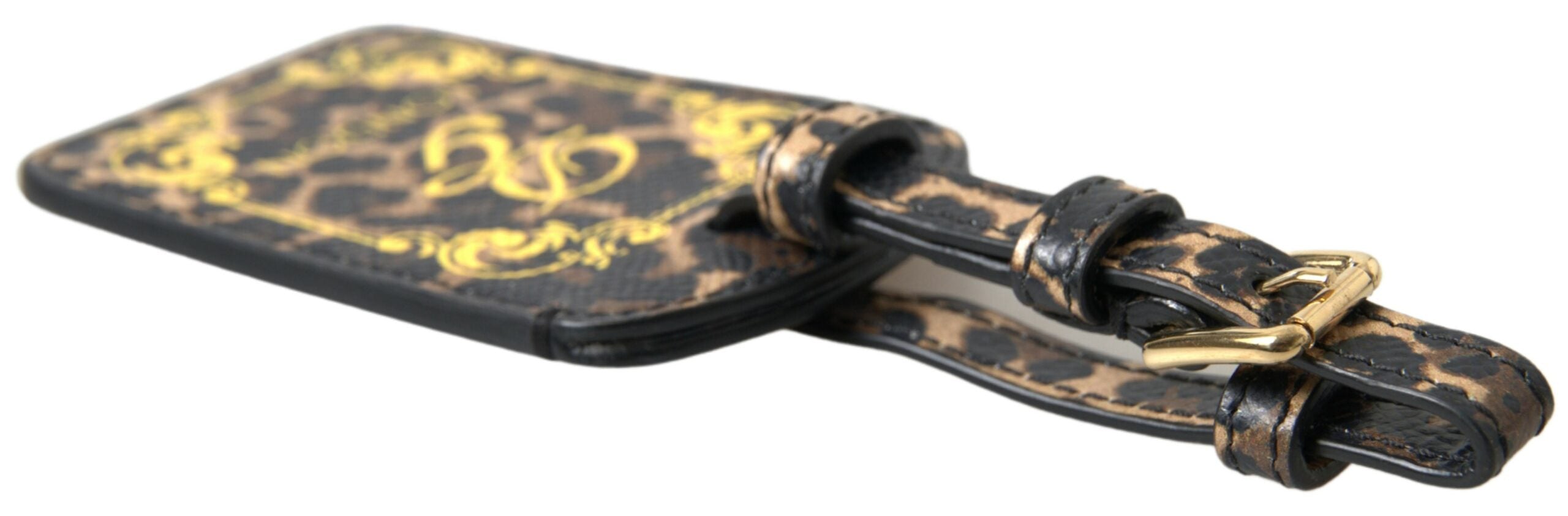 Dolce & Gabbana Leather Elegant Leopard Luggage Tag Glam Steals