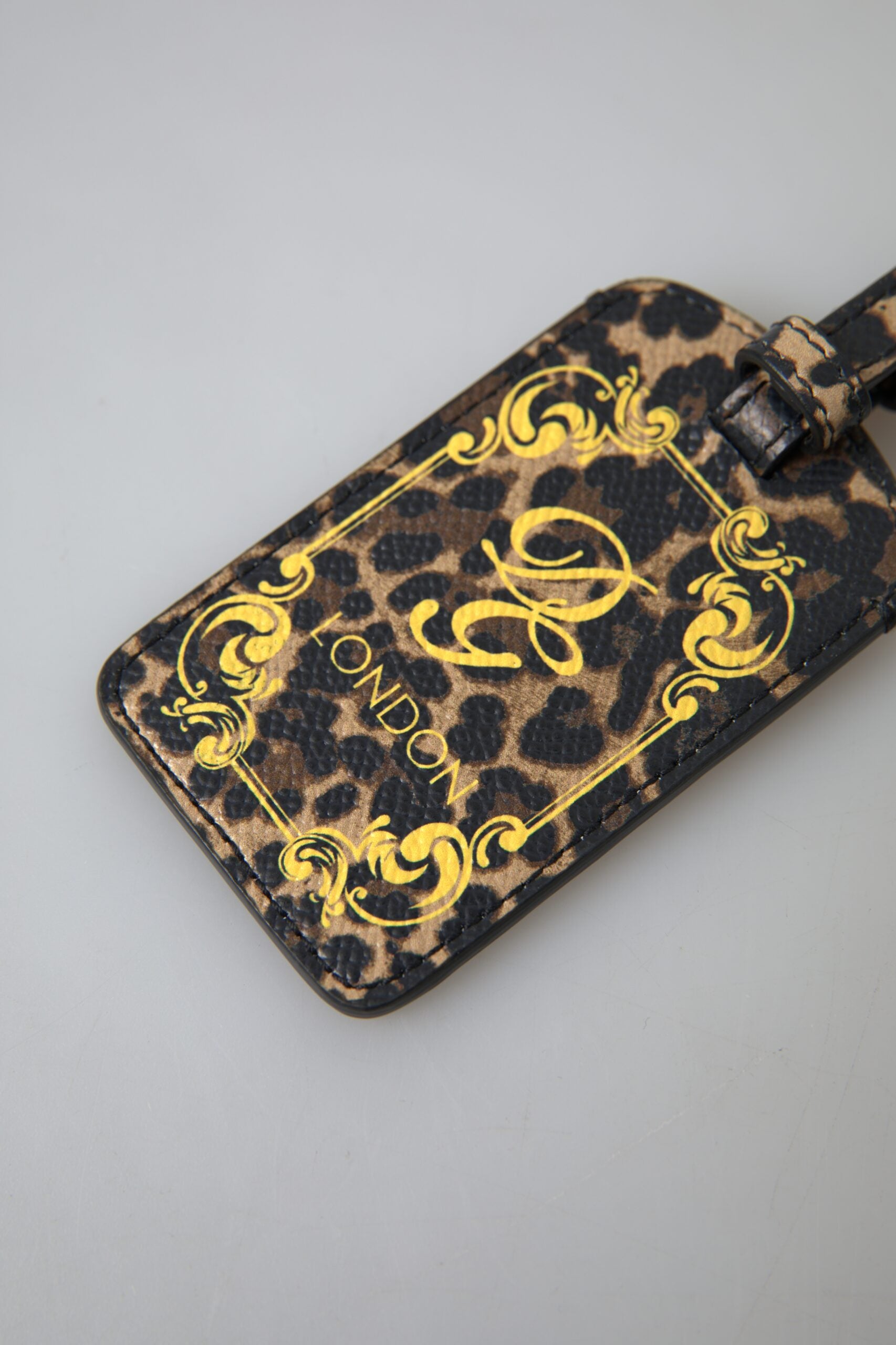 Dolce & Gabbana Leather Elegant Leopard Luggage Tag Glam Steals