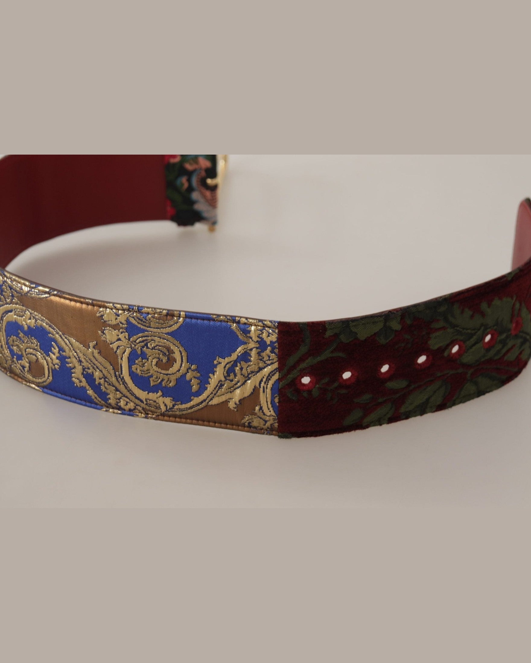 Dolce & Gabbana Leather Embroidered Gold Logo Metal Buckle Belt Belts