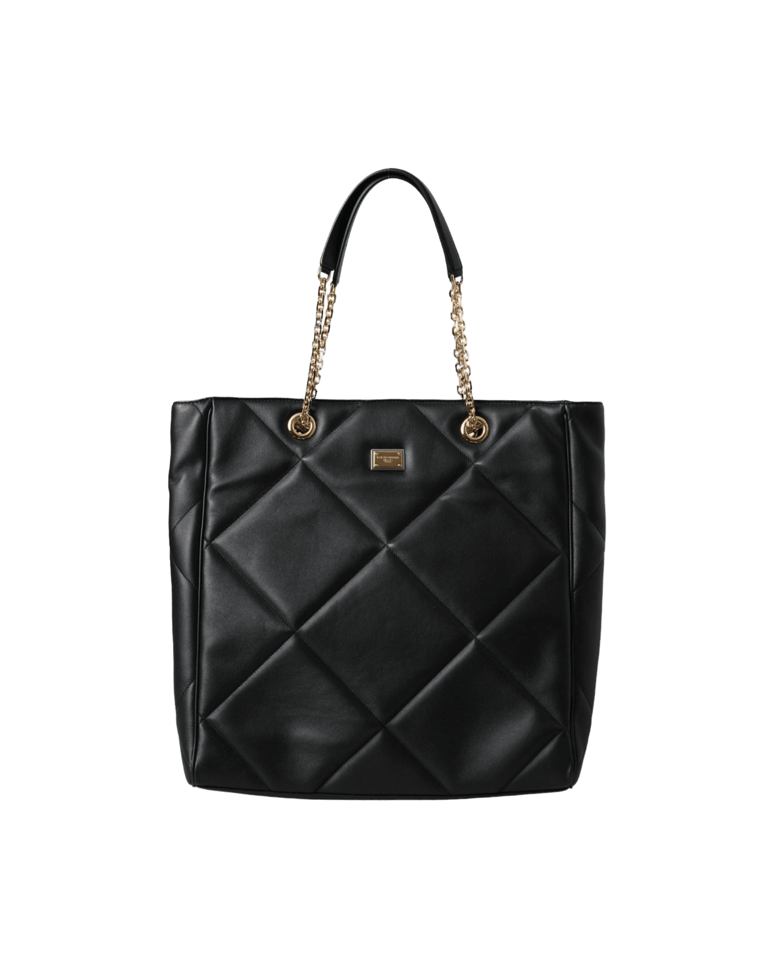 Dolce & Gabbana Black Leather Jungle Quilted Shopping Tote Bag Handbags