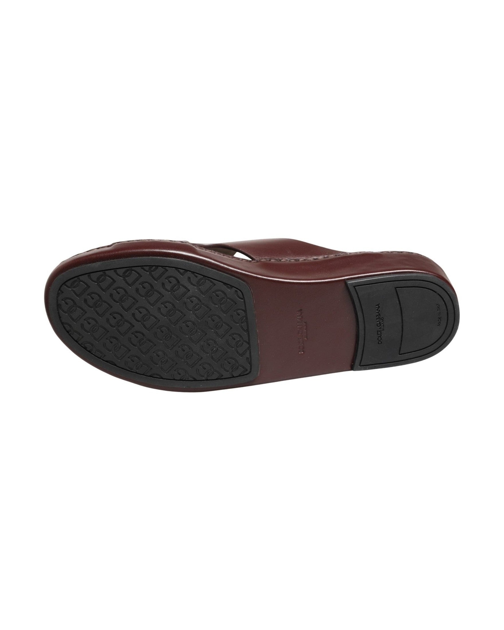 Dolce & Gabbana Leather Maroon Cutout Dg Logo Sandals
