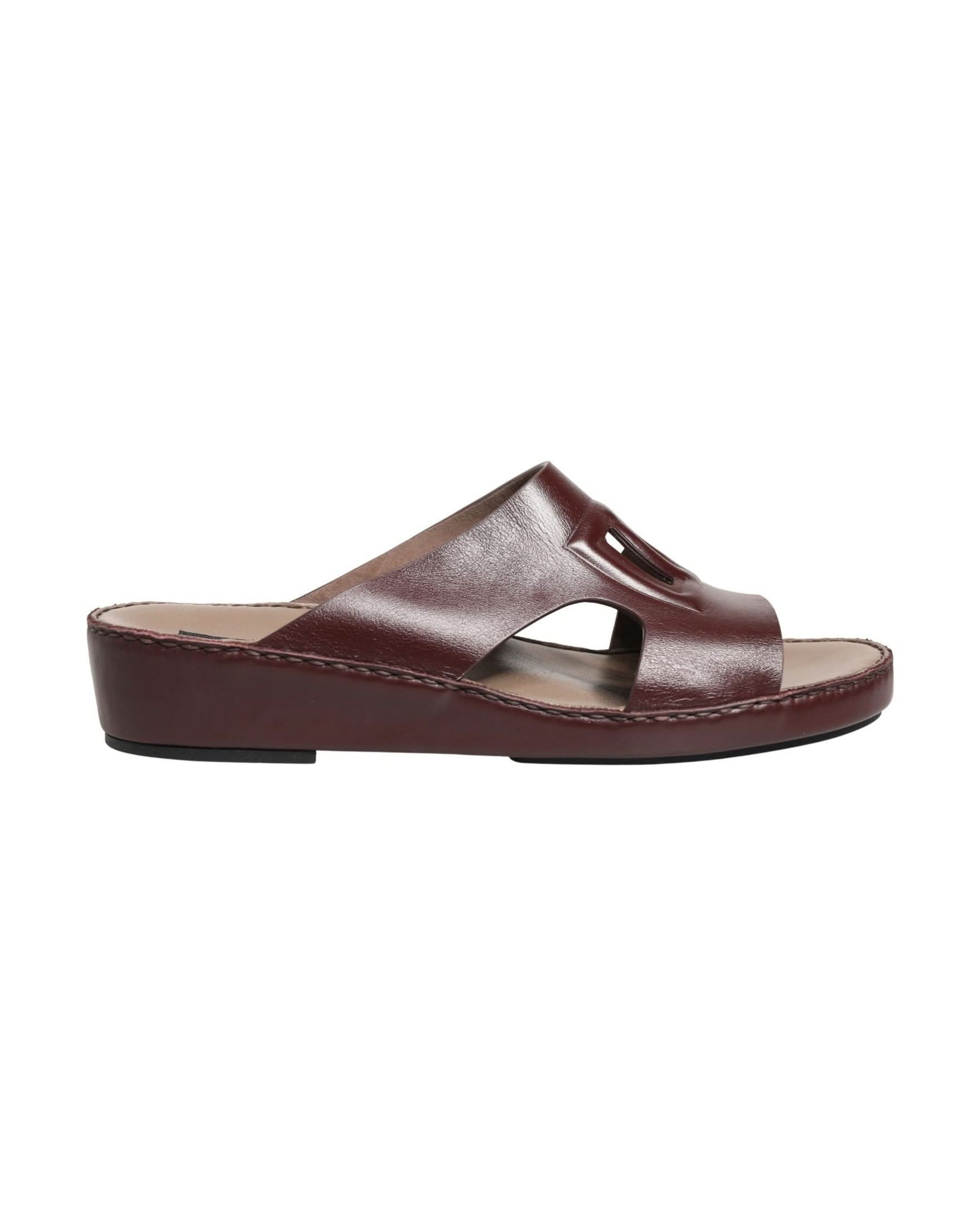 Dolce & Gabbana Leather Maroon Cutout Dg Logo Sandals
