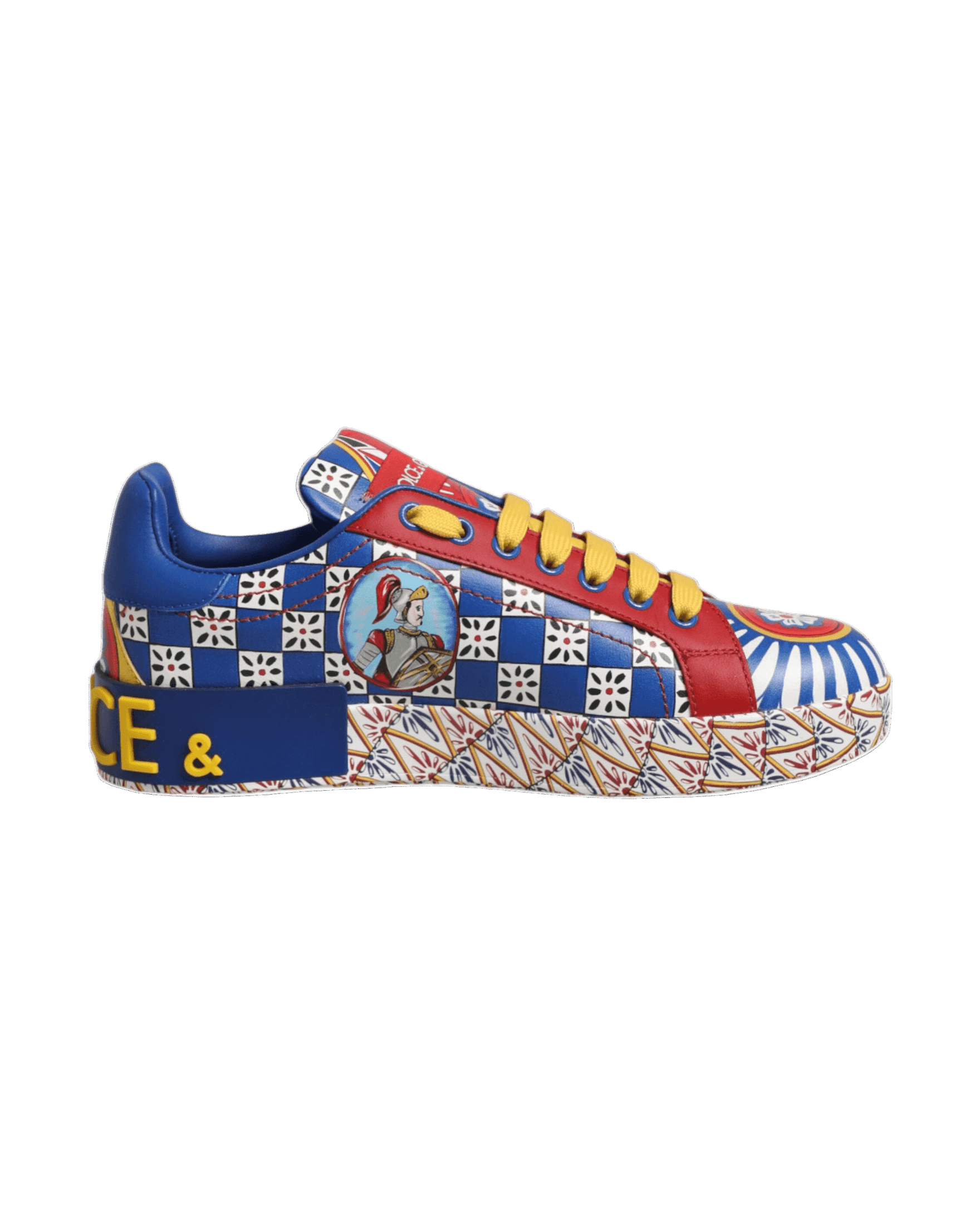 Dolce & Gabbana Leather Portofino Carretto Printed Sneakers Shoes Sneakers