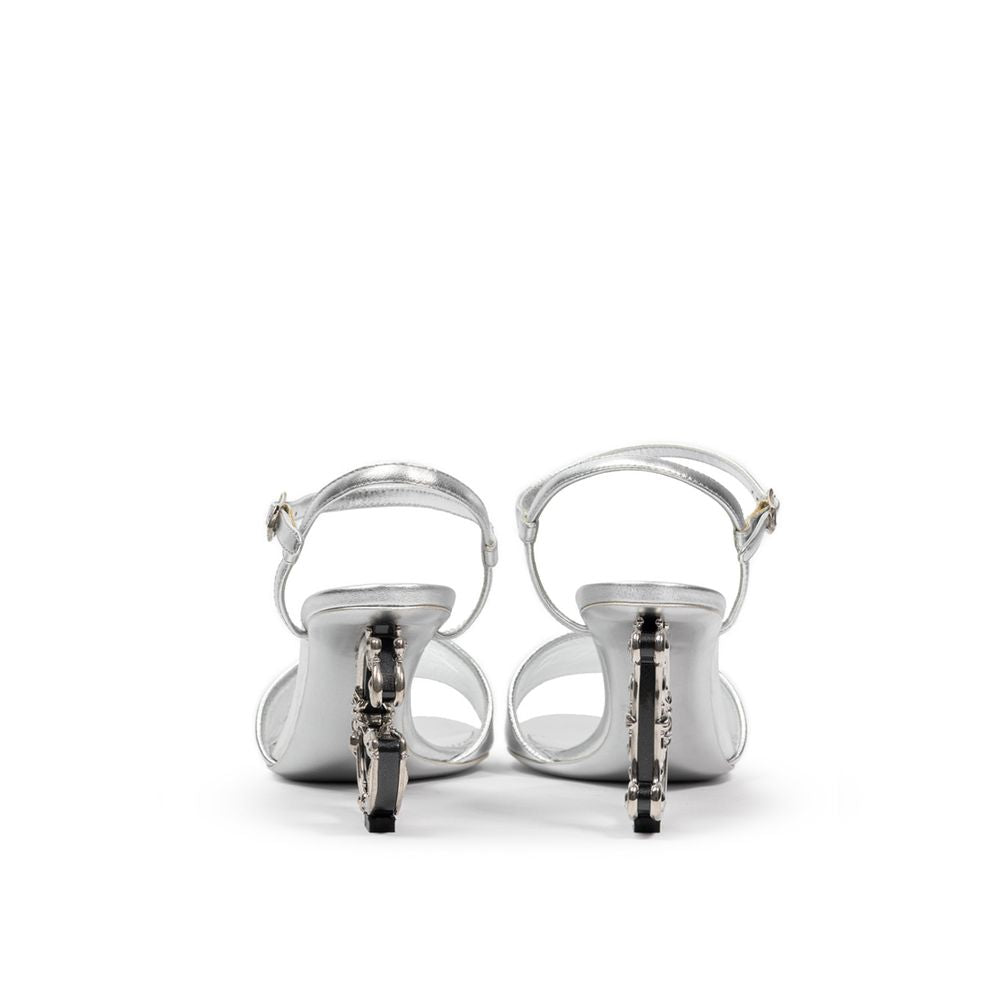 Dolce & Gabbana Leather Silver Sandal Glam Steals