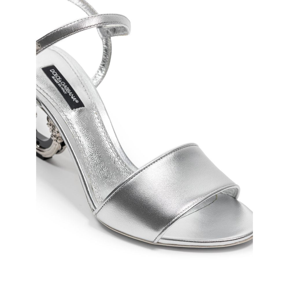 Dolce & Gabbana Leather Silver Sandal Glam Steals