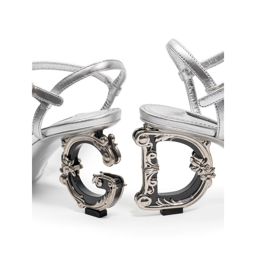 Dolce & Gabbana Leather Silver Sandal Glam Steals