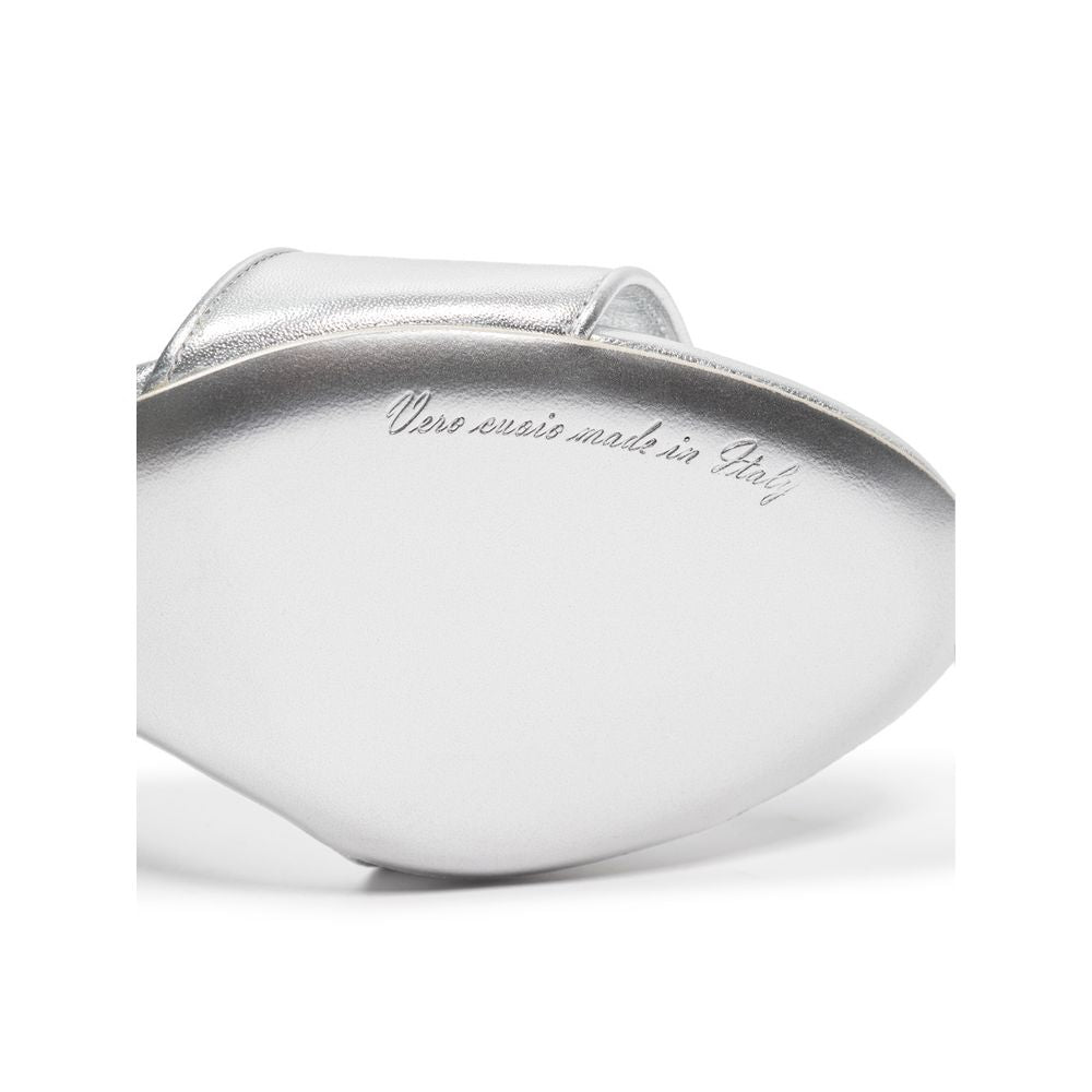 Dolce & Gabbana Leather Silver Sandal Glam Steals