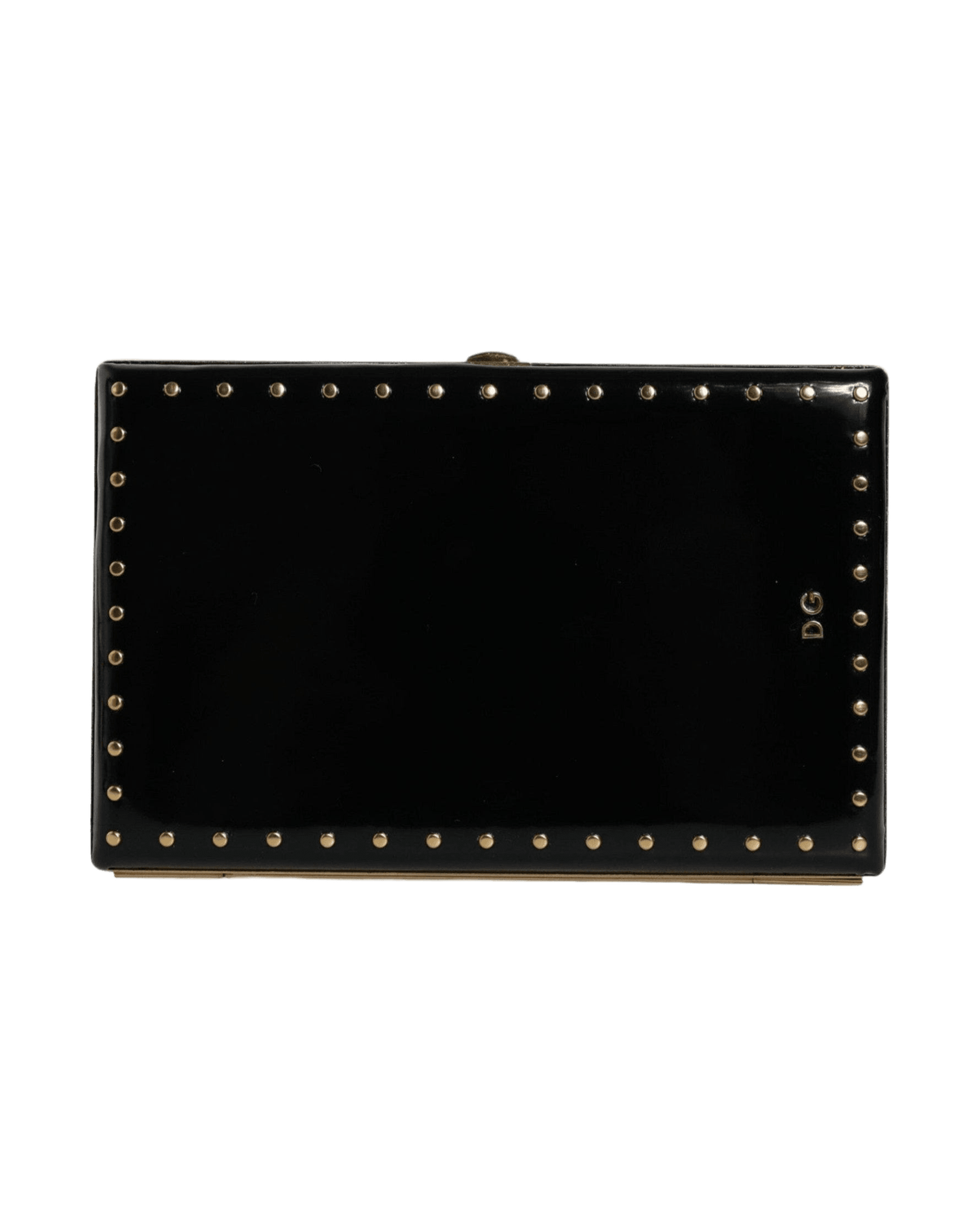 Dolce & Black Gabbana Leather Studs Frame Clutch Evening Purse Bag Glam Steals