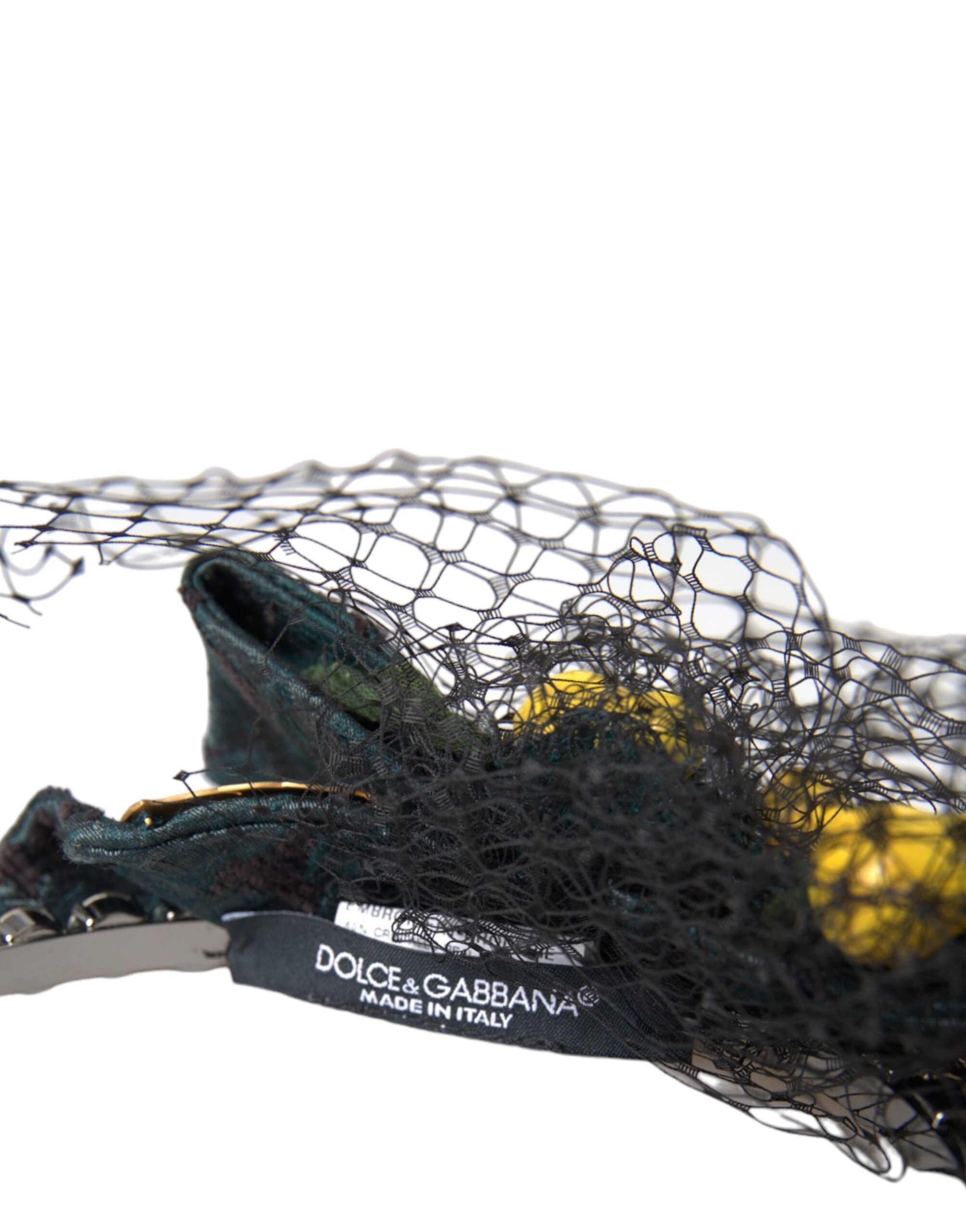 Dolce & Gabbana Lemons Sicily Crystal Net Headband Black Purple Diadem Glam Steals